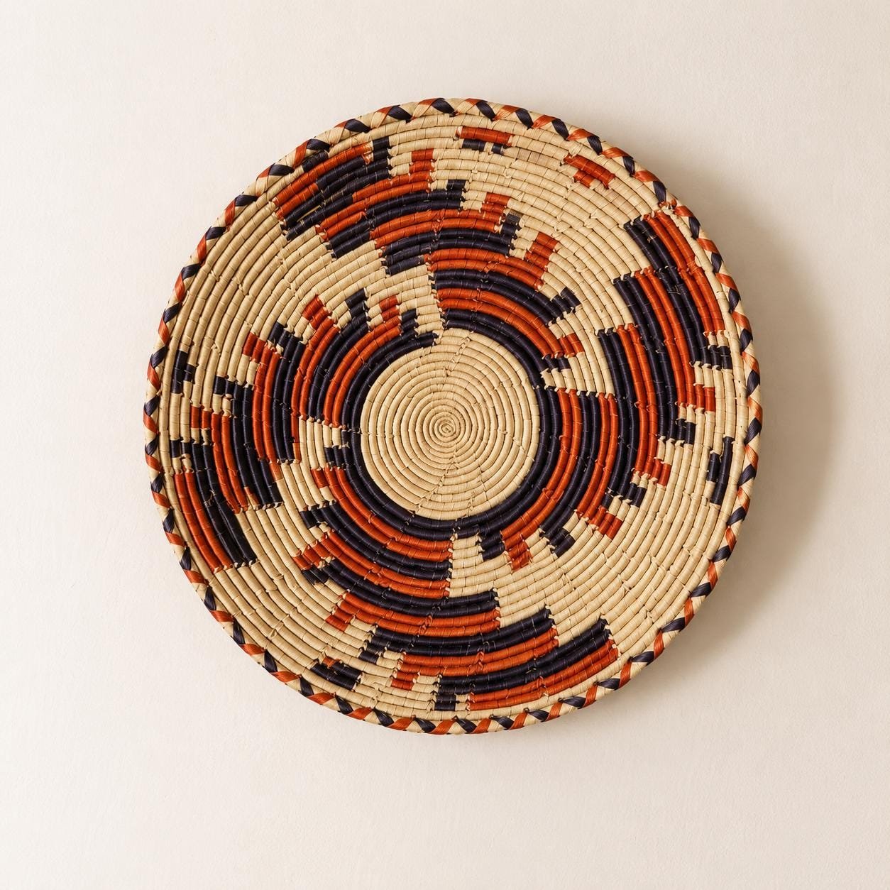 Large 13 Inch African Wall Basket, Boho Wall Basket Decor, Handmade Woven Basket, Tribal Wall Art, Neutral Nursery Decor - Image 3