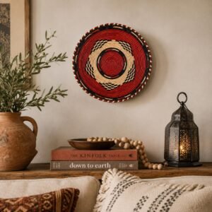Handwoven Wicker Basket | Boho Table Centerpiece, Wall Decor