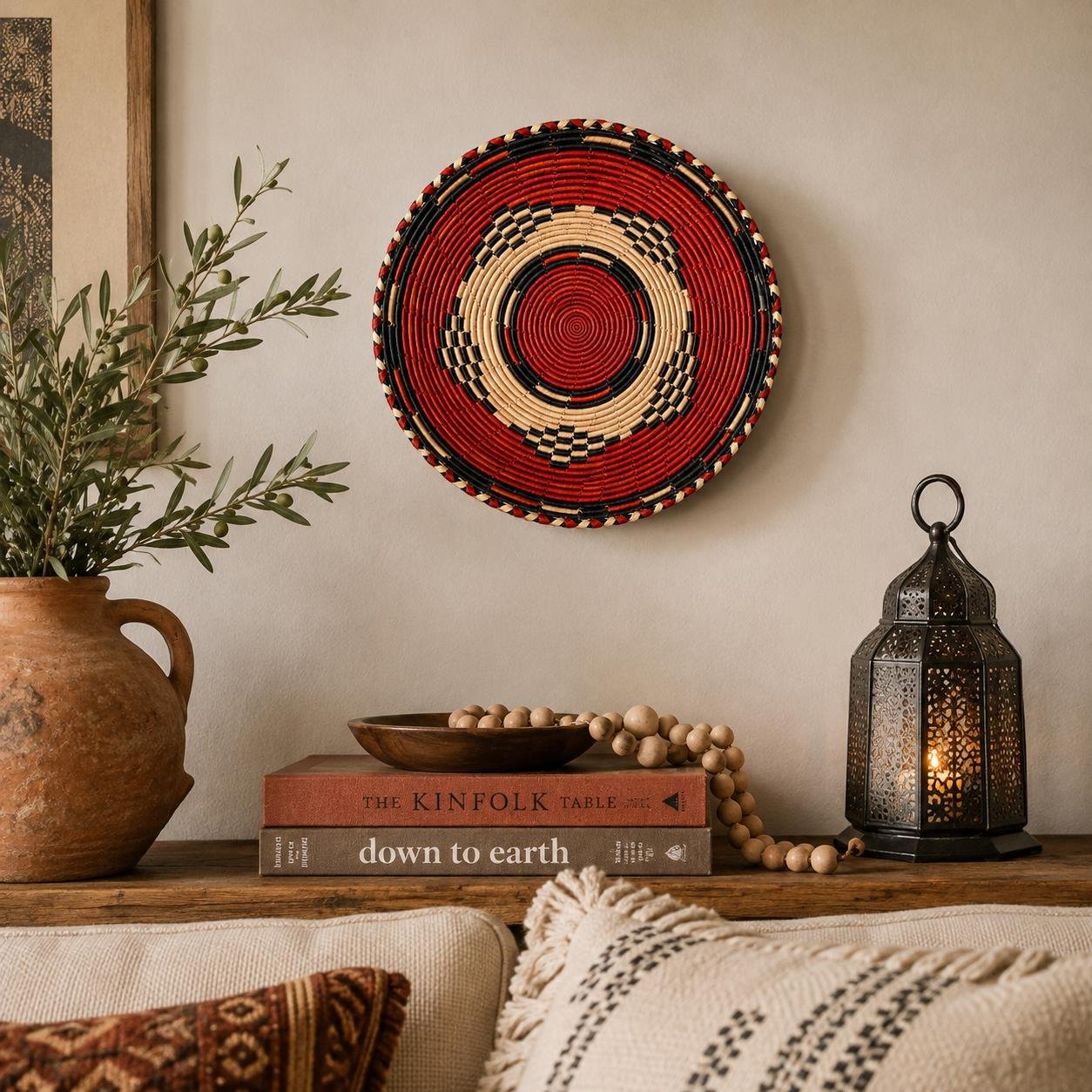 Handwoven Wicker Basket | Boho Table Centerpiece, Wall Decor