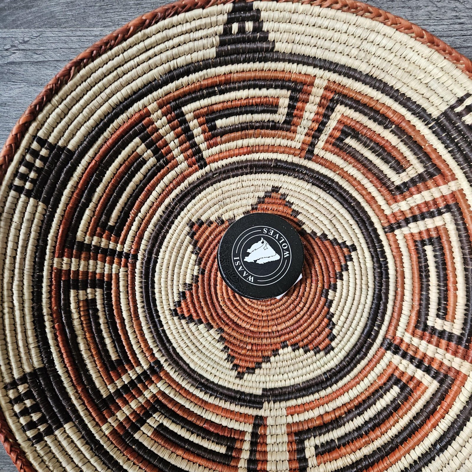 14 Inch Handwoven Wall Basket | Terracotta Black & Cream Woven Decor | Southwestern Boho Wall Basket | Geometric Tribal Home Decor - Image 5