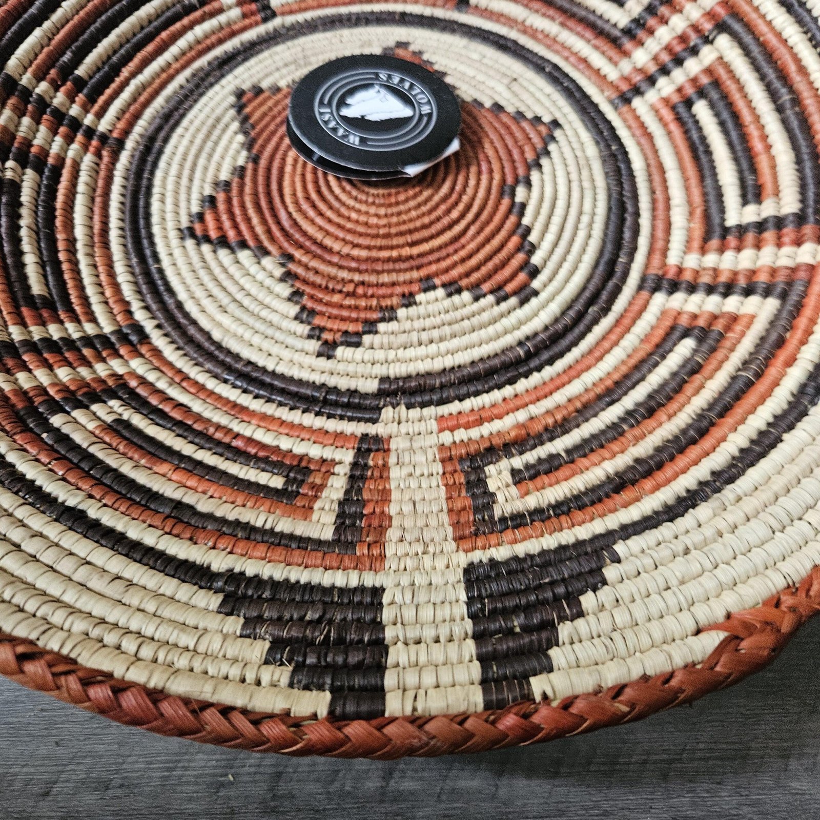 14 Inch Handwoven Wall Basket | Terracotta Black & Cream Woven Decor | Southwestern Boho Wall Basket | Geometric Tribal Home Decor - Image 6