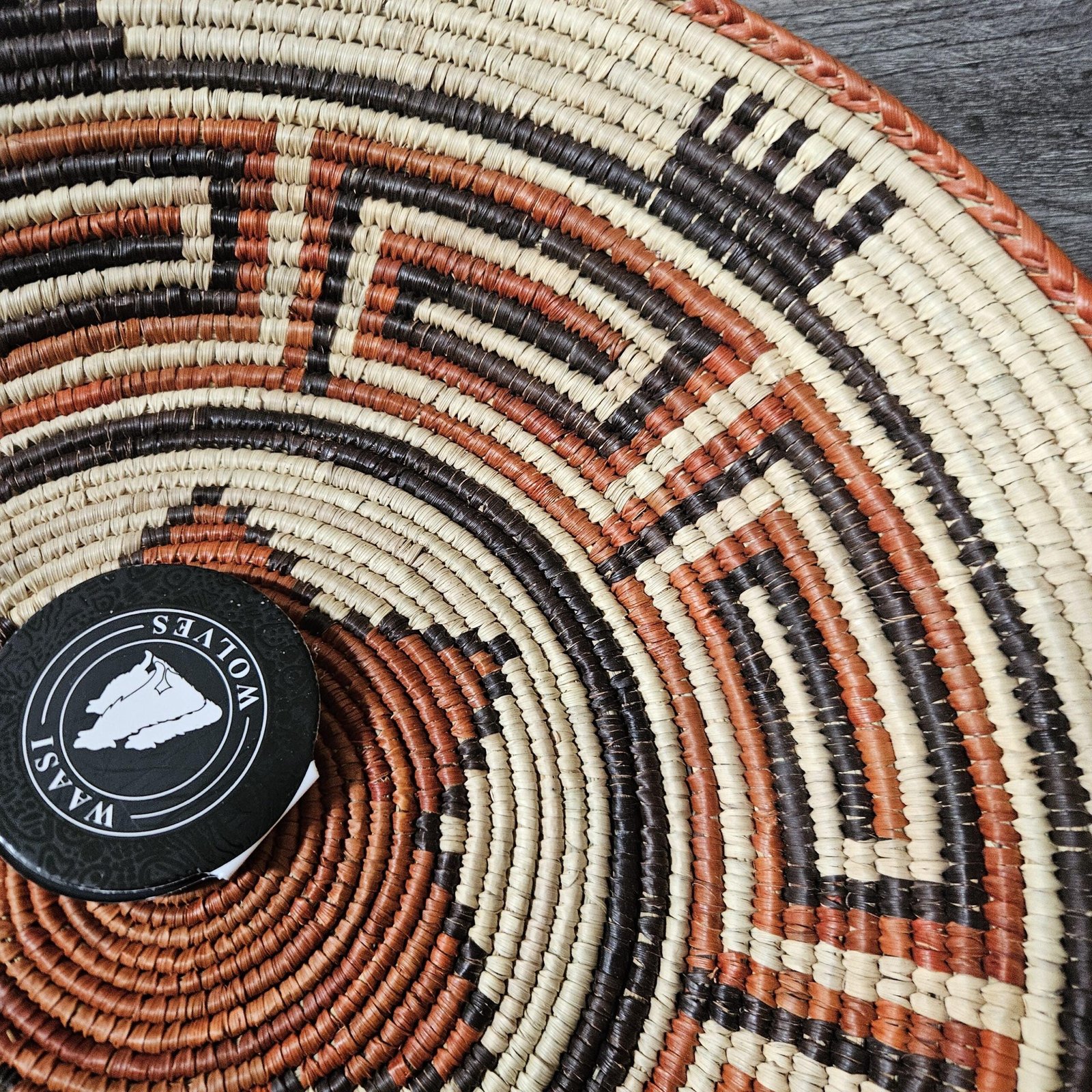 14 Inch Handwoven Wall Basket | Terracotta Black & Cream Woven Decor | Southwestern Boho Wall Basket | Geometric Tribal Home Decor - Image 7