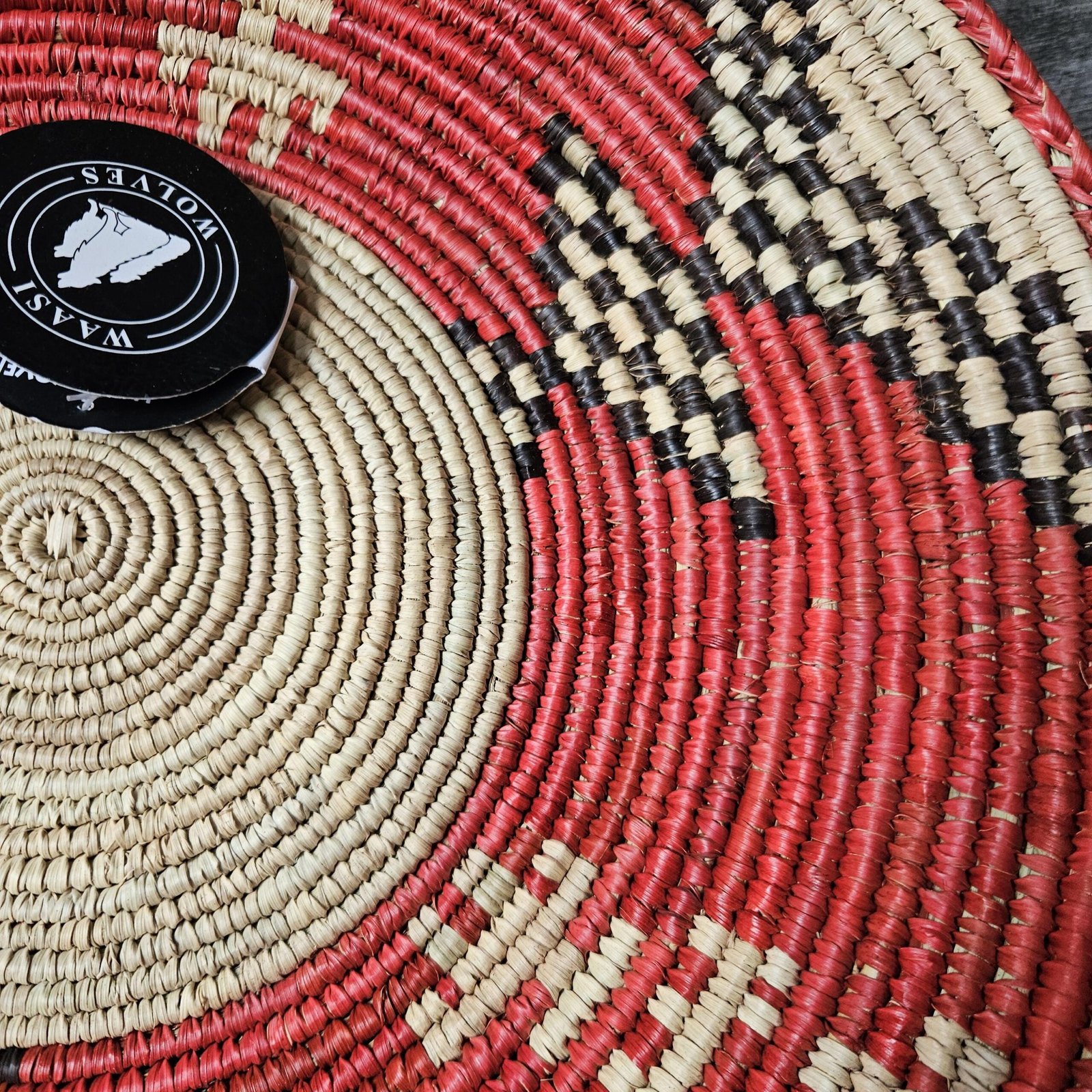 14 Inch Red Woven Wall Basket | Handwoven African Basket | Boho Southwestern Wall Decor | Tribal Wall Hanging | Rustic Home Decor - Image 6