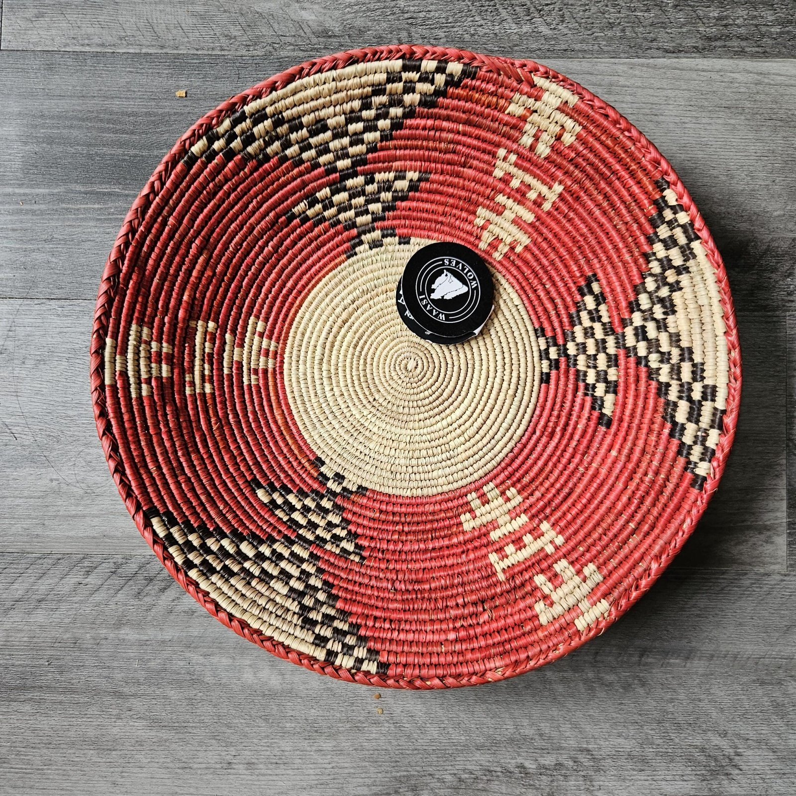 14 Inch Red Woven Wall Basket | Handwoven African Basket | Boho Southwestern Wall Decor | Tribal Wall Hanging | Rustic Home Decor - Image 7