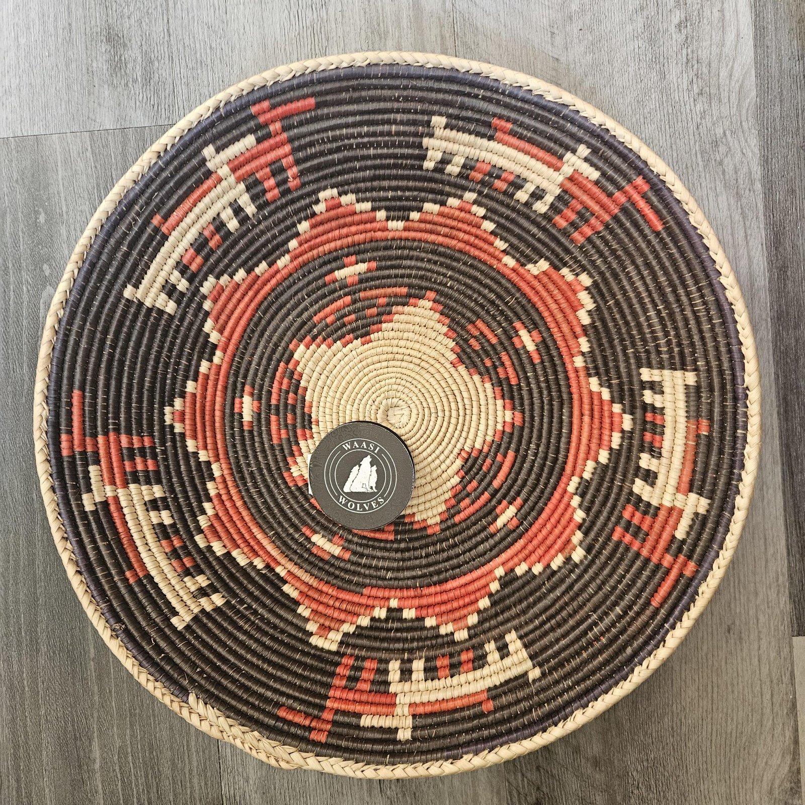 Handwoven African Wall Basket 14 Inch | Terracotta Black & Natural Woven Basket | Boho Tribal Wall Decor | Southwestern Wall Hanging - Image 6