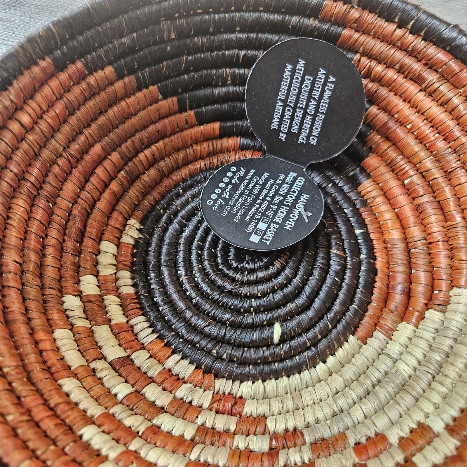 Handwoven Basket 8 Inch | African Woven Wall Basket | Boho Wall Decor | Rust & Natural Decorative Basket | Fruit Bowl | Catchall Bask - Image 3