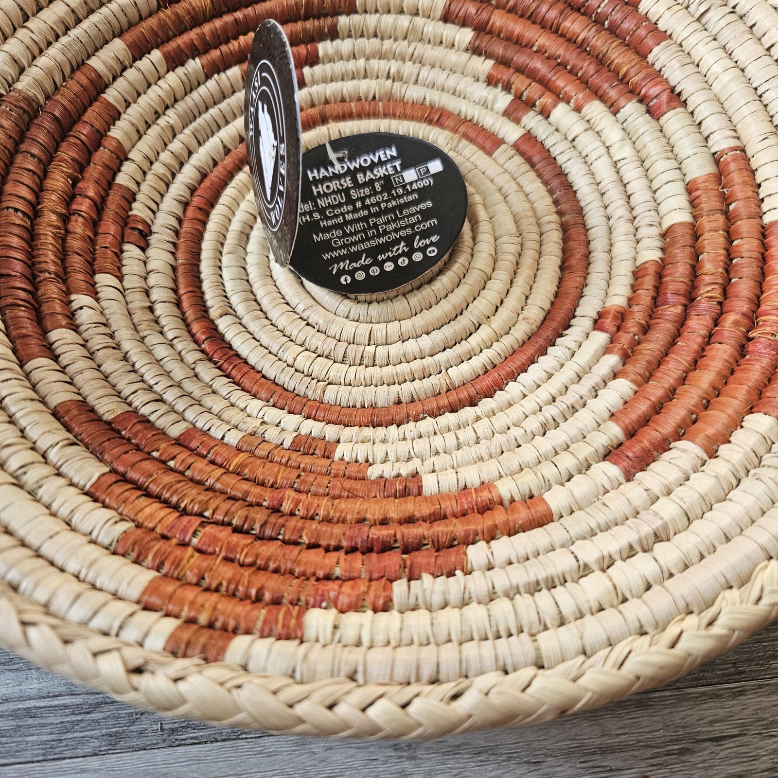 Handwoven Basket 8 Inch | African Woven Wall Basket | Boho Wall Decor | Rust & Natural Decorative Basket | Fruit Bowl | Catchall Bask - Image 5
