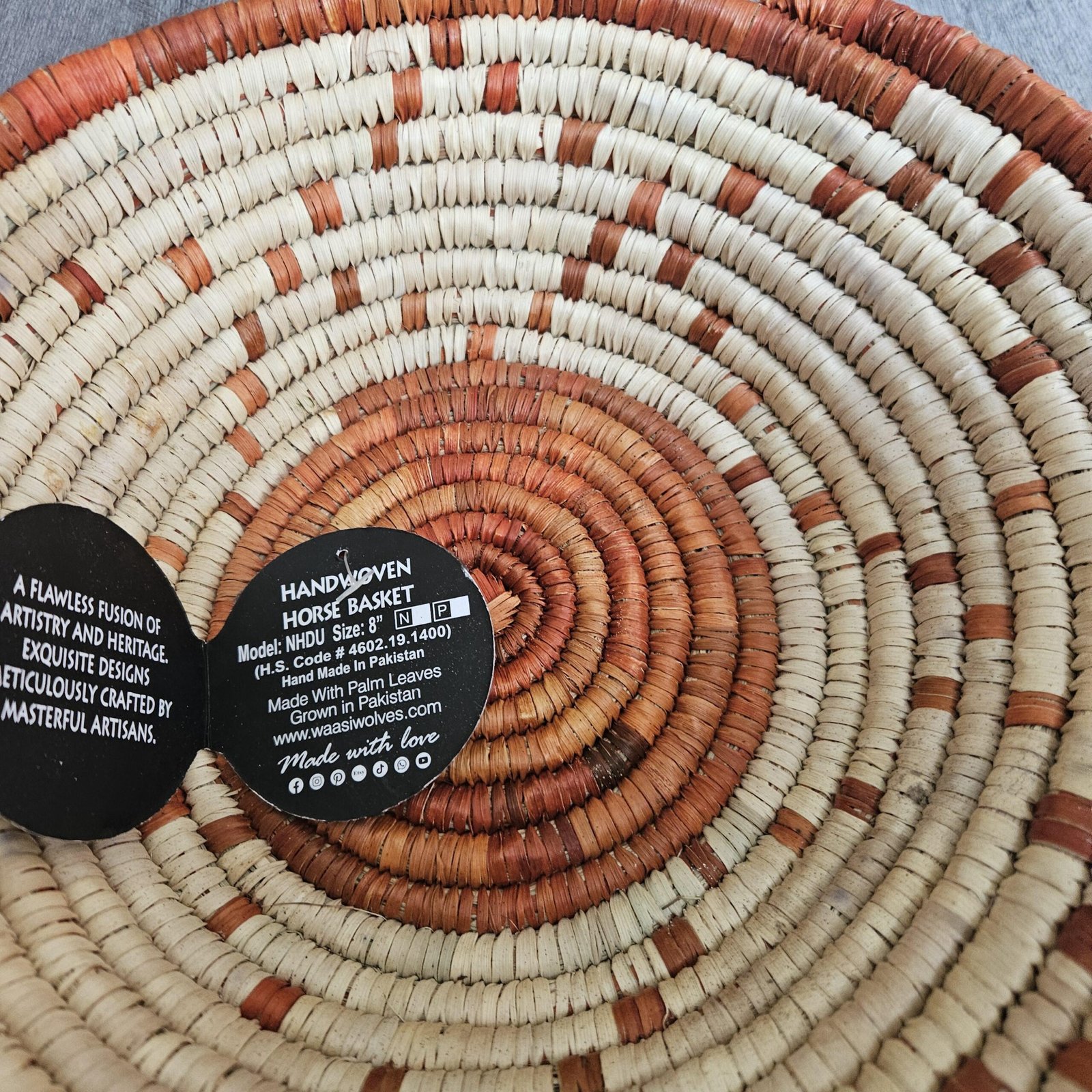 Handwoven 8 Inch Woven Basket | Terracotta & Natural Boho Wall Decor | African Inspired Basket | Small Woven Wall Hanging - Image 6