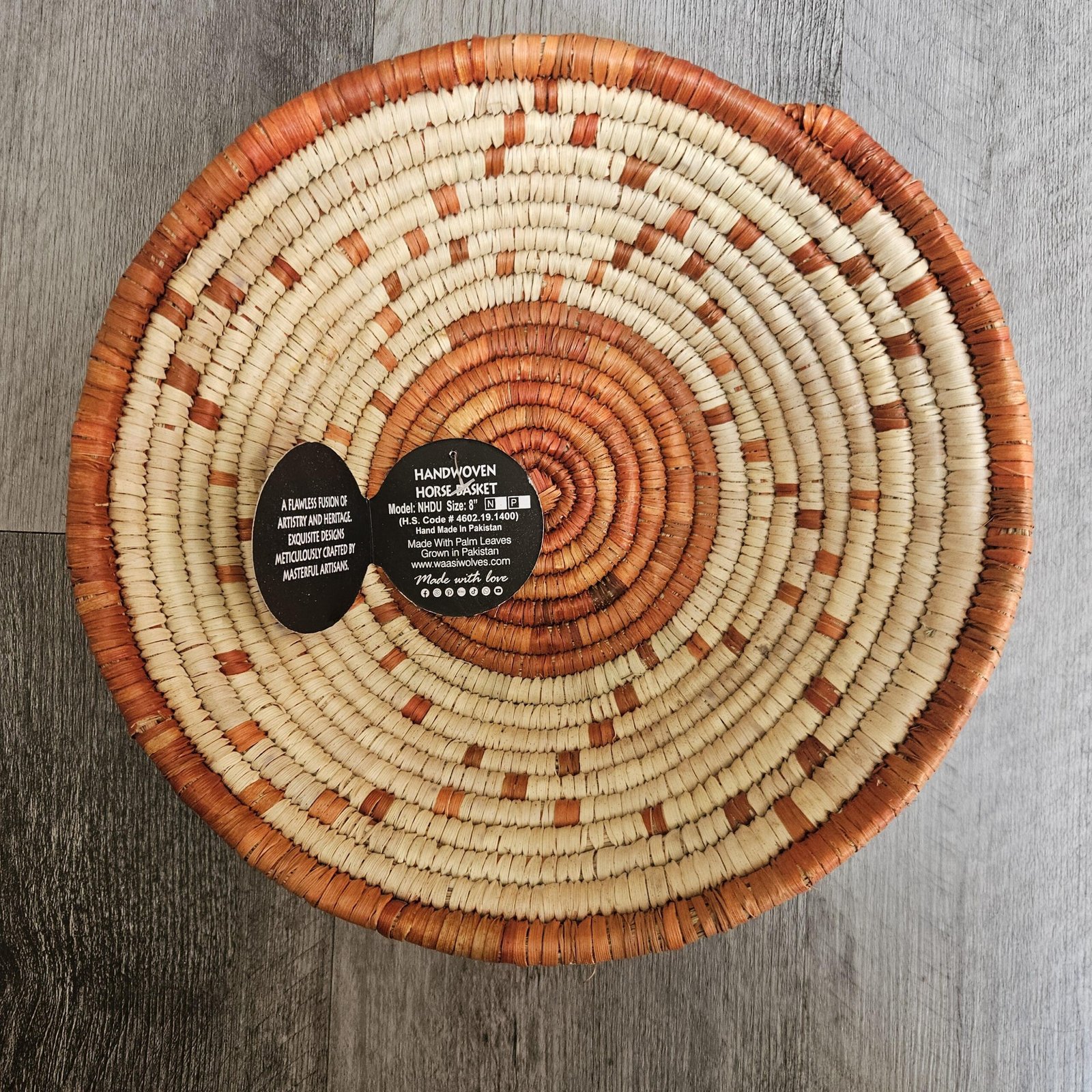 Handwoven 8 Inch Woven Basket | Terracotta & Natural Boho Wall Decor | African Inspired Basket | Small Woven Wall Hanging - Image 7