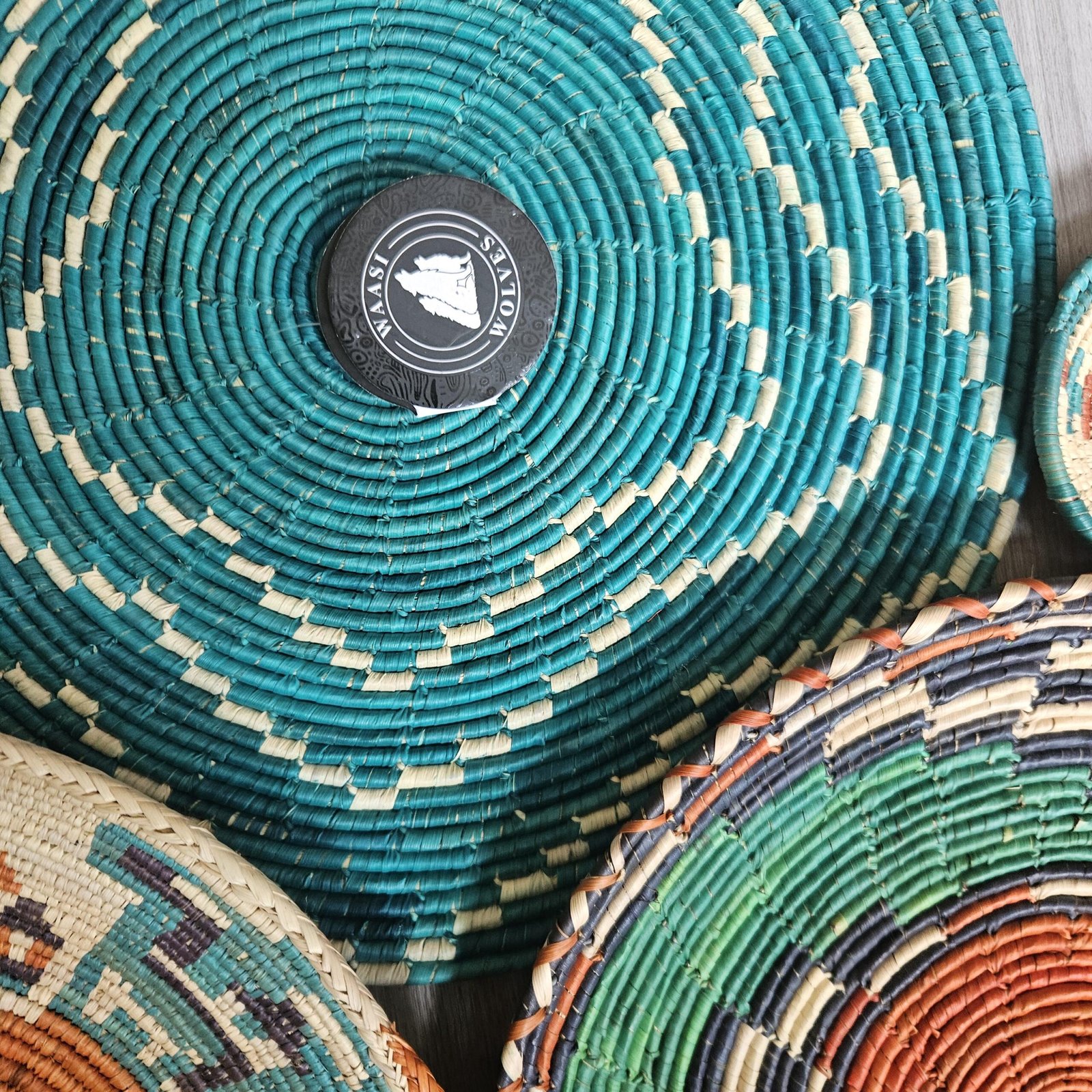 Set of 6 Handwoven African inspired Wall Baskets | Colorful Boho Woven Wall Decor | 14 13 12 Inch Basket Set | Eclectic Gallery Wall Art - Image 7