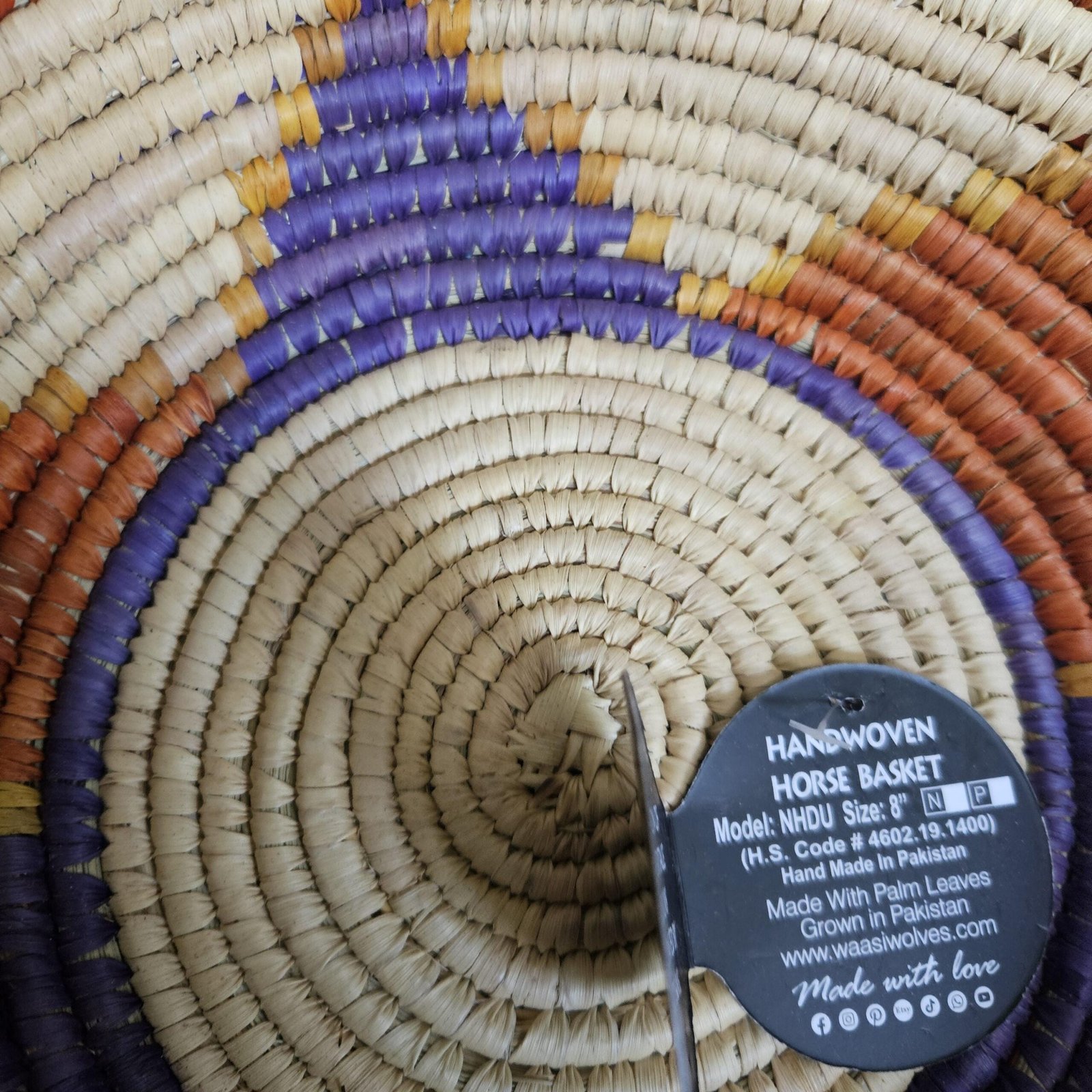 Handwoven Wall Basket 8 Inch | Terracotta Purple Boho Basket | African Woven Wall Decor | Colorful Basket Bowl | Bohemian Home Decor - Image 3