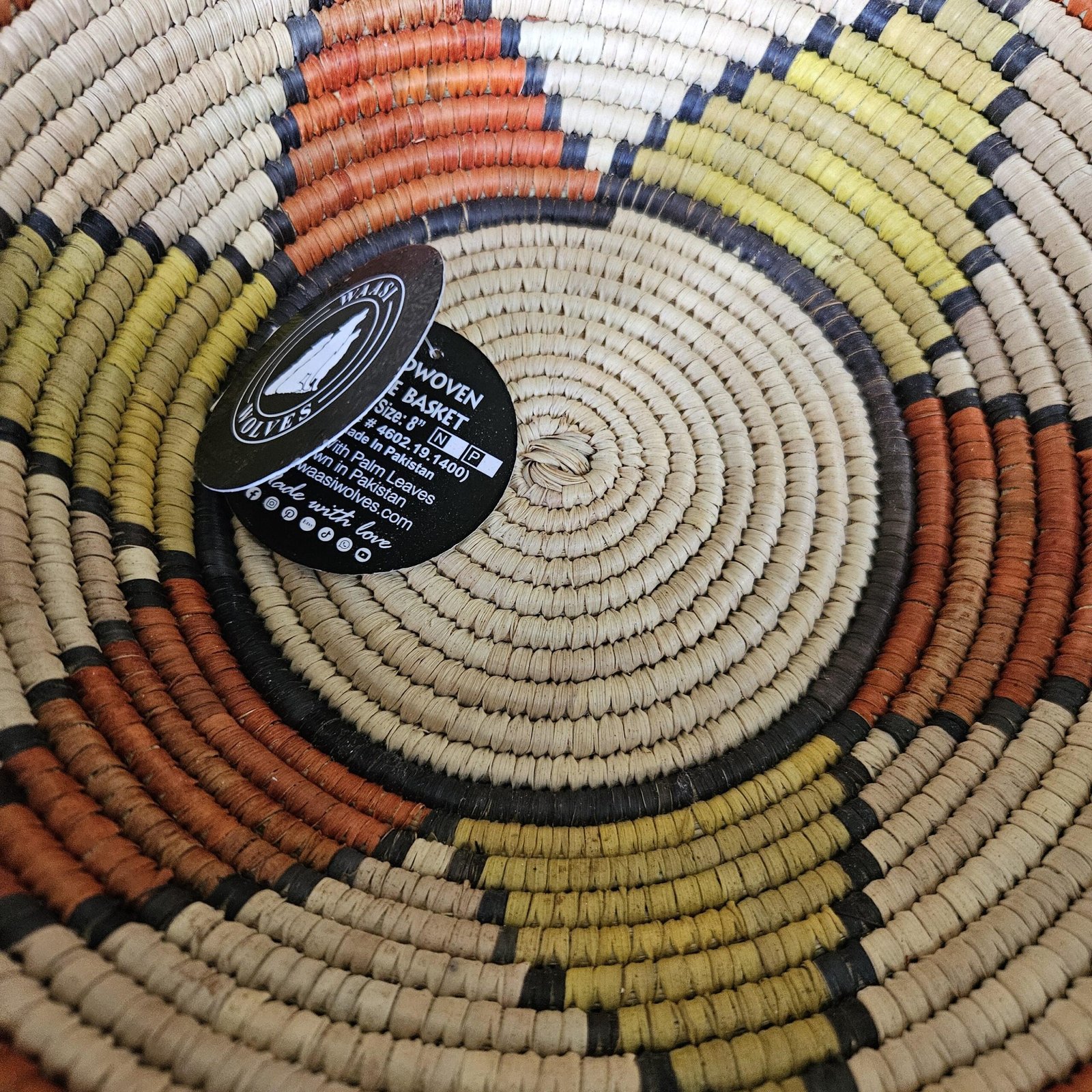 Handwoven Wall Basket 8 Inch | Terracotta Mustard Boho Basket | African Woven Wall Decor | Colorful Basket Bowl | Bohemian Home Decor - Image 6