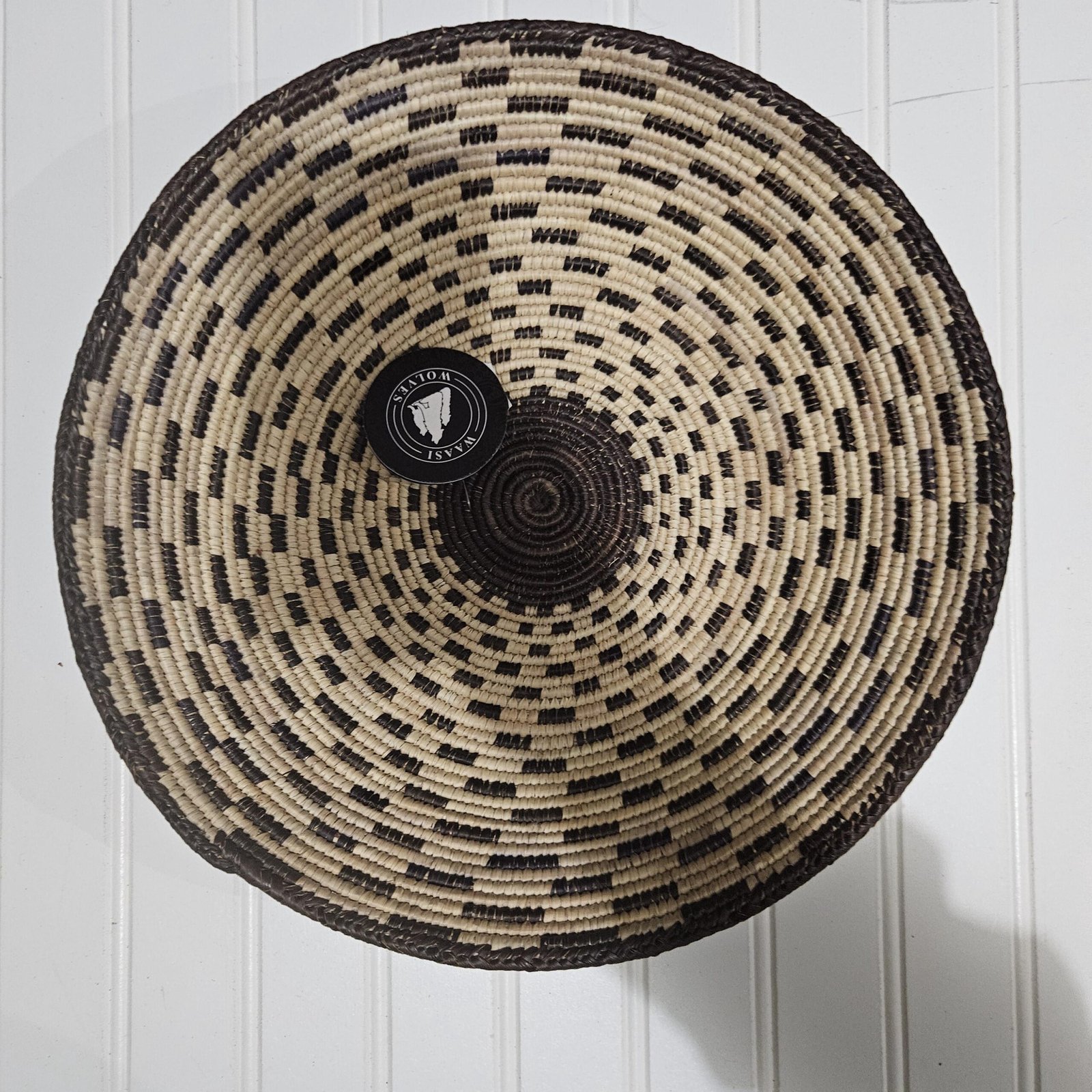 Black & Natural Woven Wall Basket 14 Inch, African Basket Wall Decor, Boho Eclectic Wall Art, Handmade Tribal Home Decor - Image 2