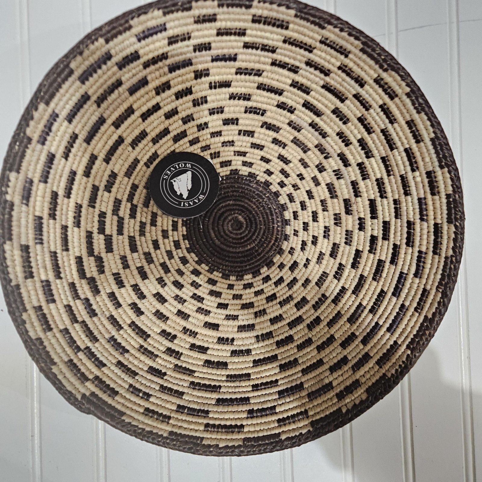 Black & Natural Woven Wall Basket 14 Inch, African Basket Wall Decor, Boho Eclectic Wall Art, Handmade Tribal Home Decor - Image 5