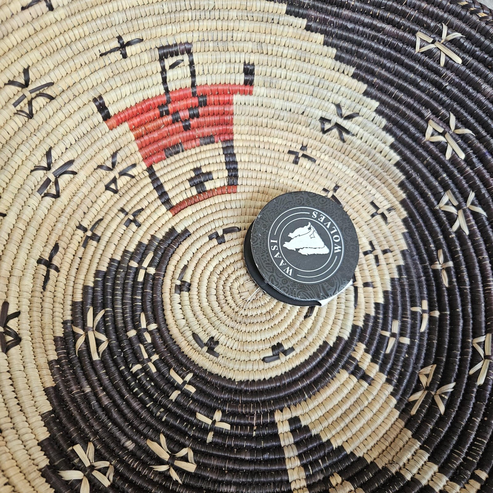 Handwoven African Wall Basket 14 Inch | Black Natural & Red Woven Basket | Boho Wall Decor | Tribal Woven Wall Art | Ethnic Home Decor - Image 6