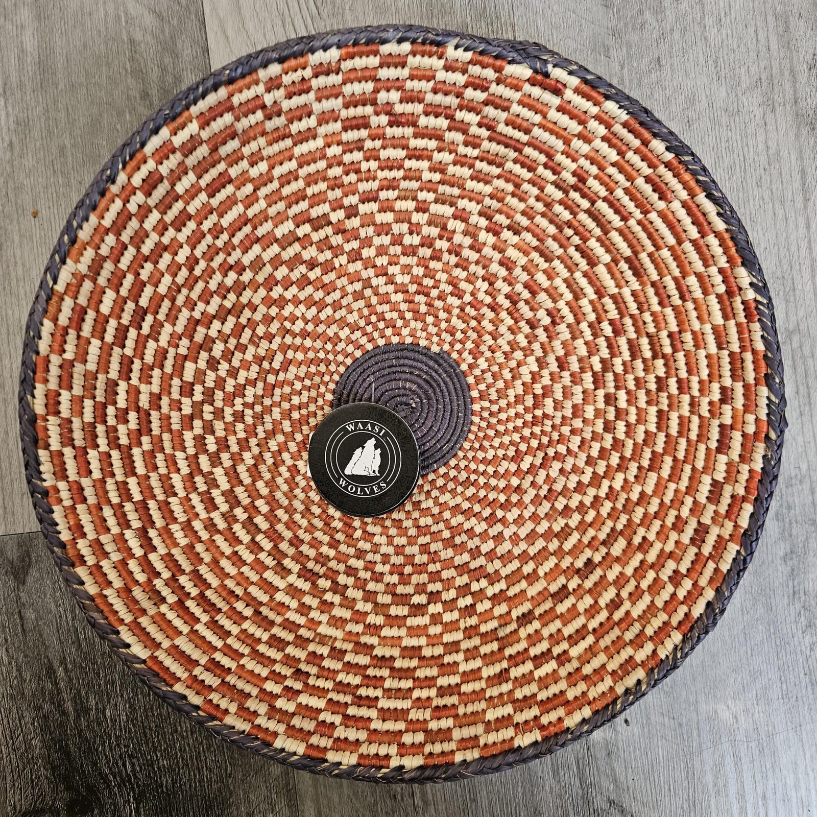 Handwoven African Wall Basket 14 Inch, Terracotta Cream Woven Basket, Boho Wall Decor, Fruit Bowl, Decorative Tray, Rustic Home Decor - Image 7