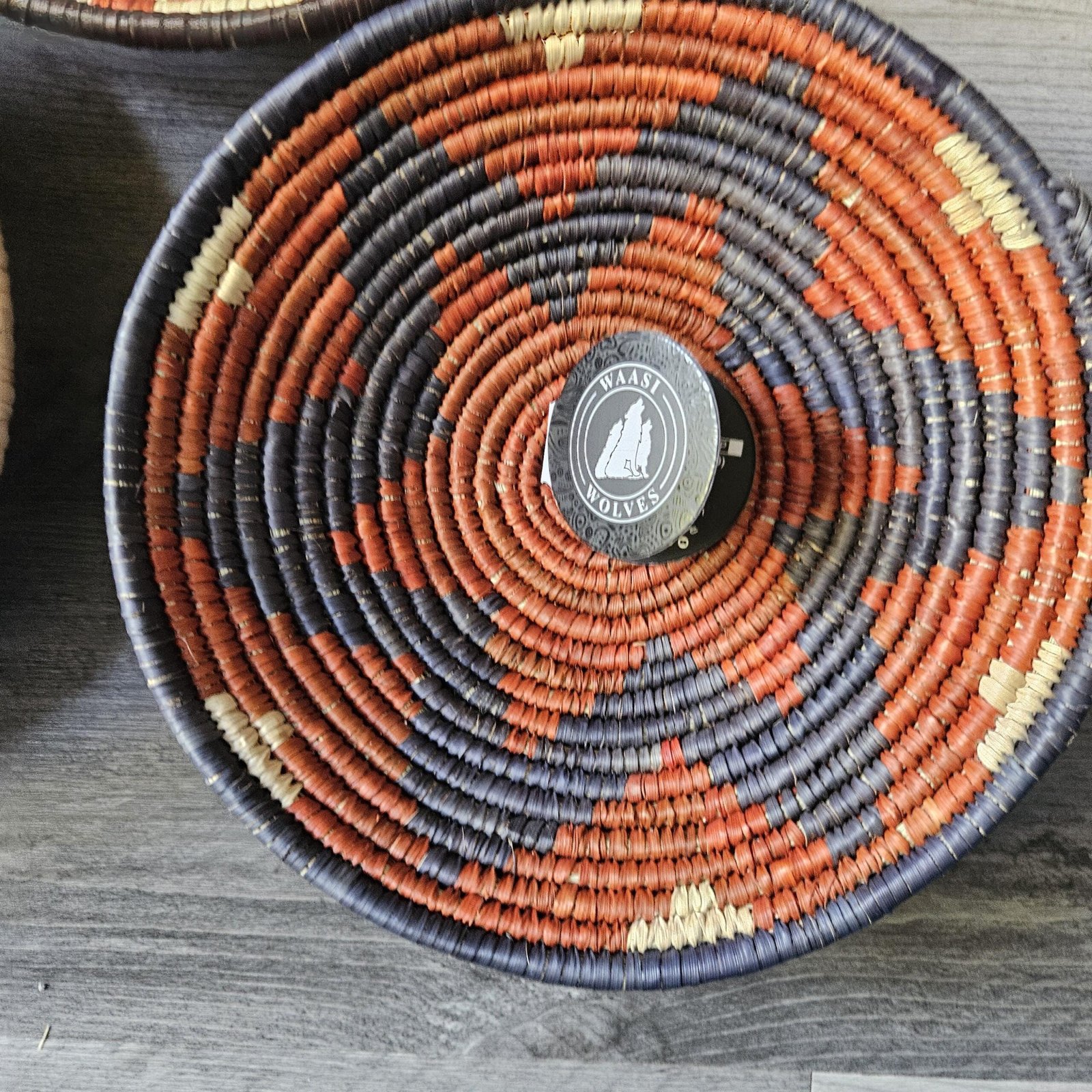 Set of 3 Handwoven Wall Baskets 8 Inch | Boho Woven Wall Decor | Terracotta Navy Cream Basket Set | Eclectic Gallery Wall Art - Image 5