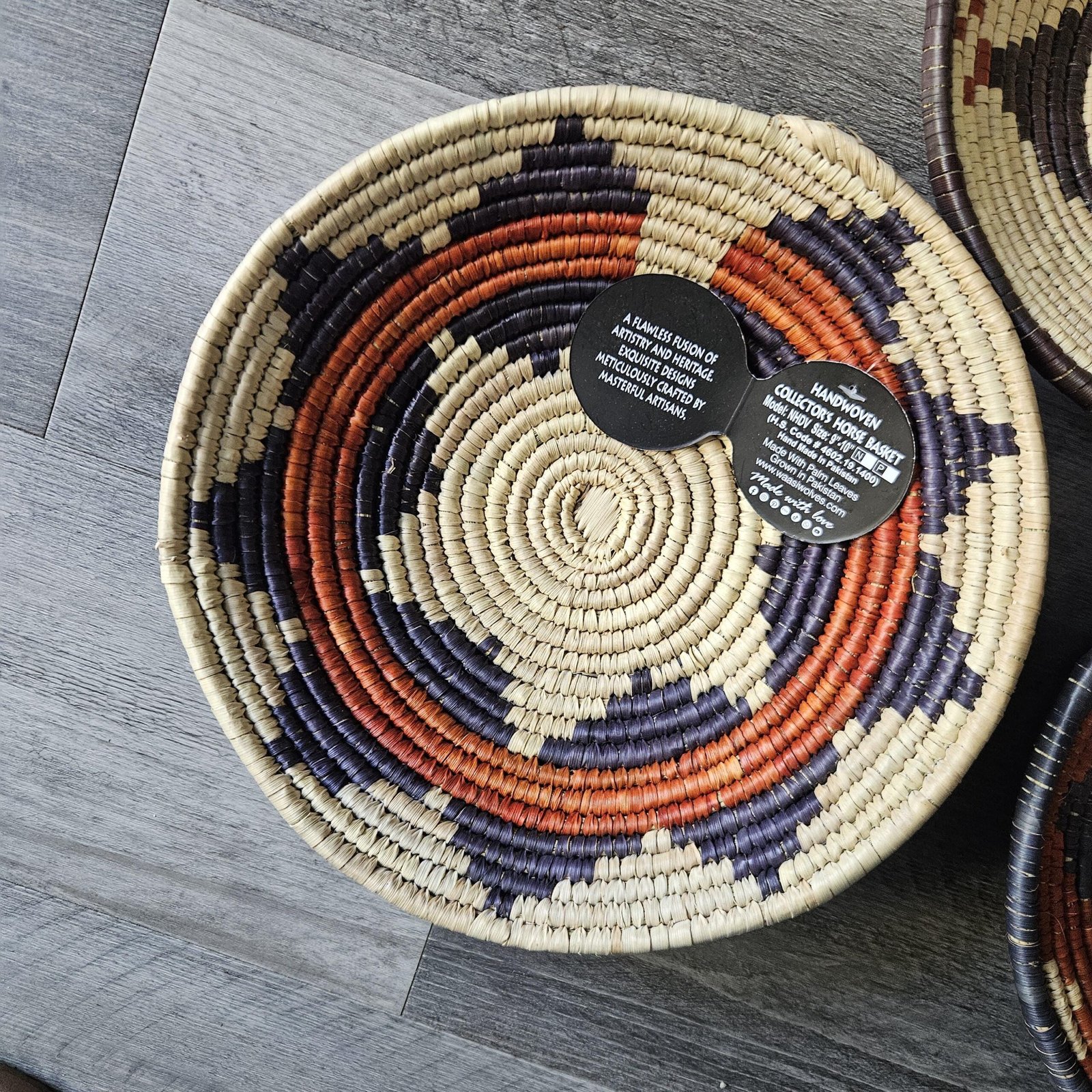 Set of 3 Handwoven Wall Baskets 8 Inch | Boho Woven Wall Decor | Terracotta Navy Cream Basket Set | Eclectic Gallery Wall Art - Image 6