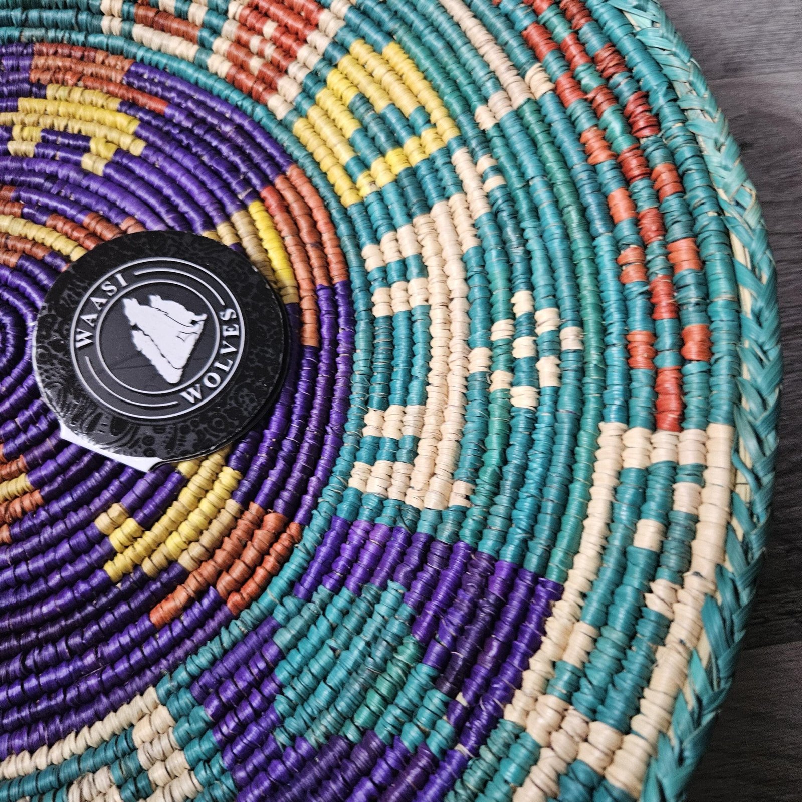 Colorful Woven Wall Basket 14 Inch, Boho Eclectic Wall Decor, African Basket Wall Art, Turquoise Purple Woven Basket, Southwestern Home Deco - Image 2