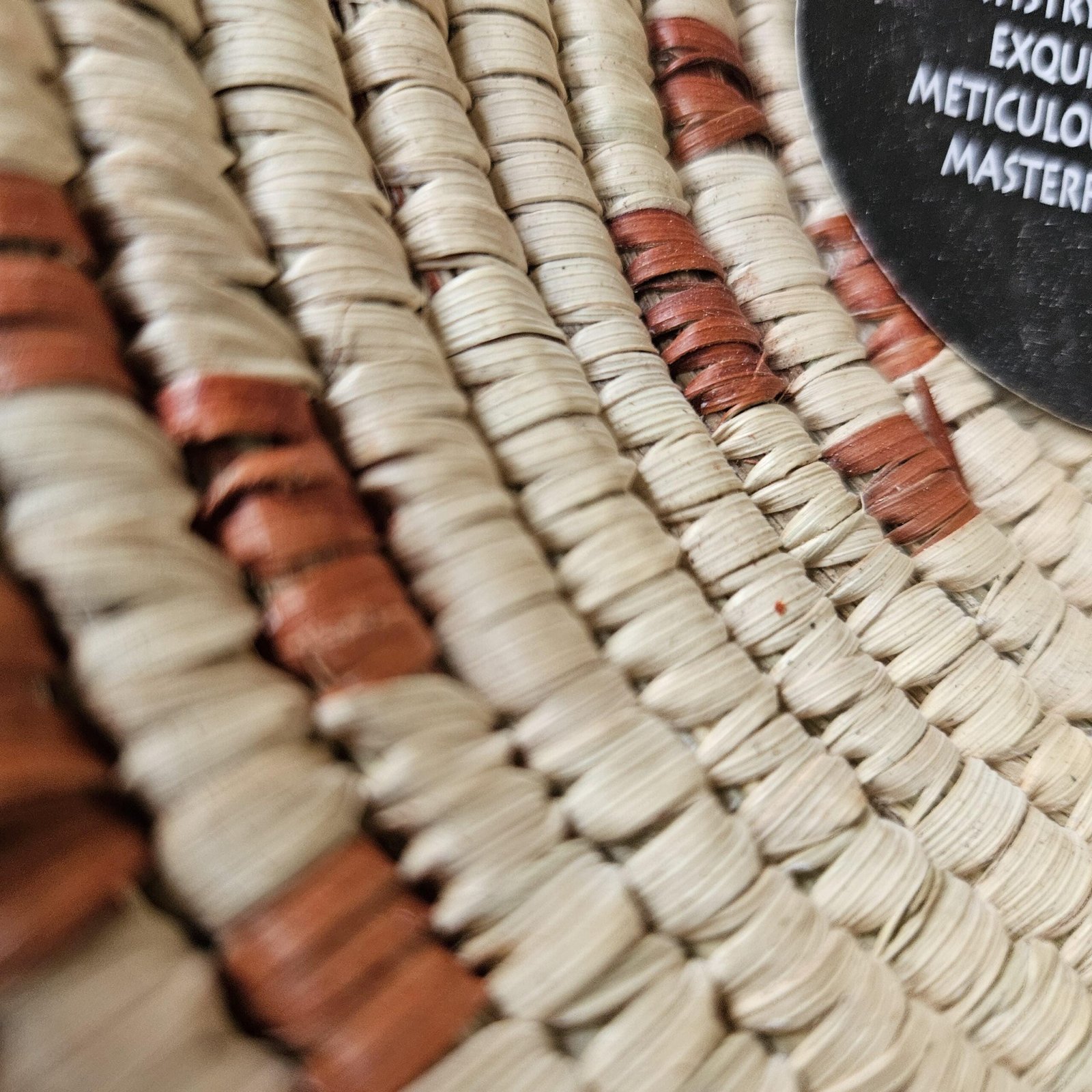 8 Inch Handwoven Wall Basket, Natural Cream & Rust Boho Wall Decor, Woven Basket Wall Art, Rustic Eclectic Home Decor - Image 3