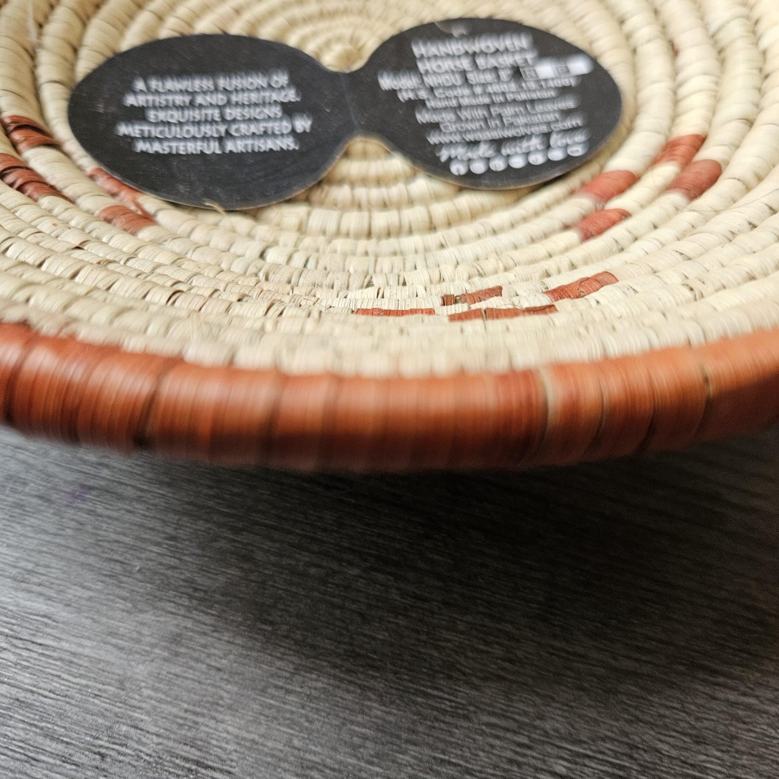 8 Inch Handwoven Wall Basket, Natural Cream & Rust Boho Wall Decor, Woven Basket Wall Art, Rustic Eclectic Home Decor - Image 4