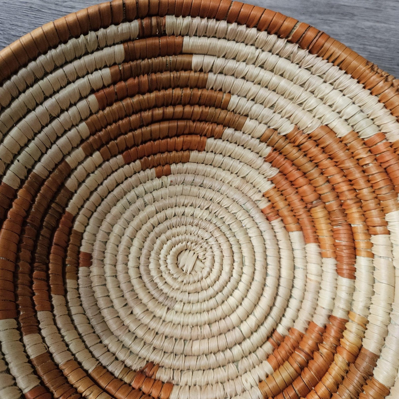 8 Inch Handwoven Wall Basket, Natural Cream & Rust Boho Wall Decor, Woven Basket Wall Art, Rustic Eclectic Home Decor - Image 4
