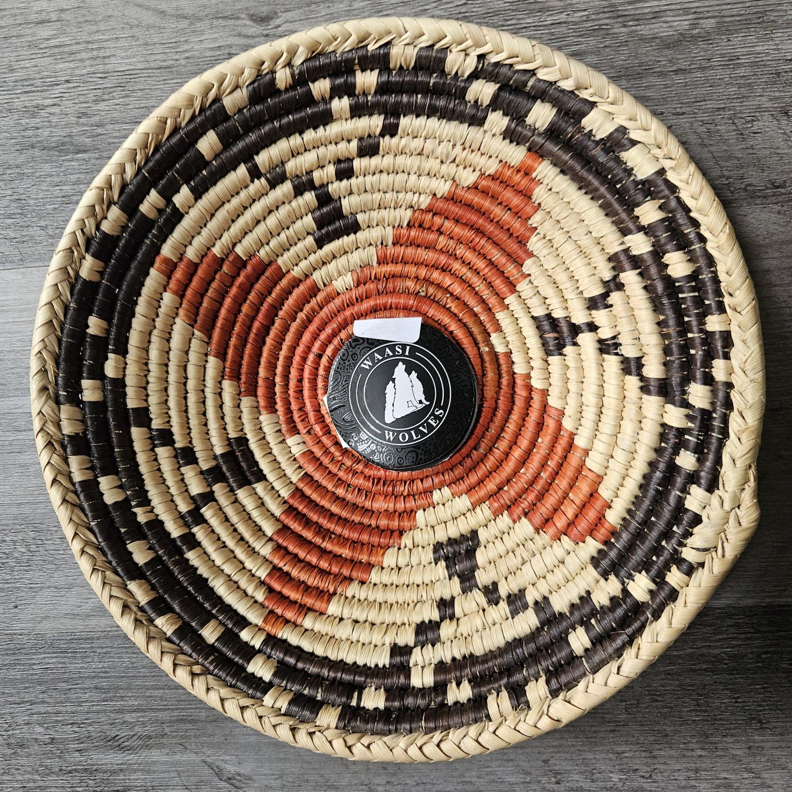 8 Inch Handwoven Wall Basket, Natural Cream & Rust Boho Wall Decor, Woven Basket Wall Art, Rustic Eclectic Home Decor - Image 2