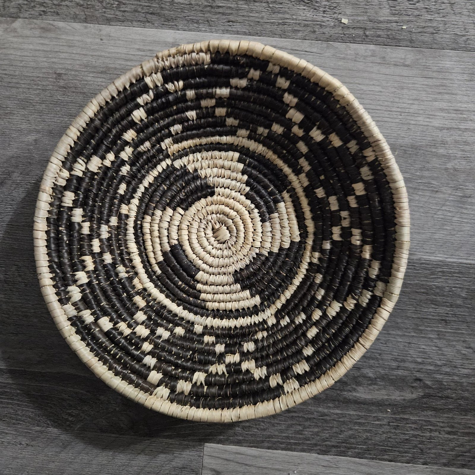 Handwoven Black & Natural Wall Basket 8 Inch | Boho Woven Wall Decor | African Inspired Basket | Decorative Bowl | Neutral Home Decor - Image 4