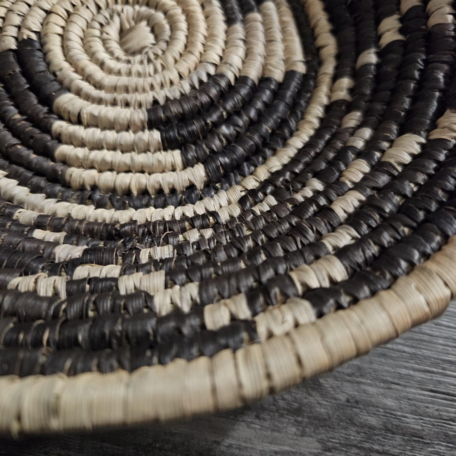 Handwoven Black & Natural Wall Basket 8 Inch | Boho Woven Wall Decor | African Inspired Basket | Decorative Bowl | Neutral Home Decor - Image 6