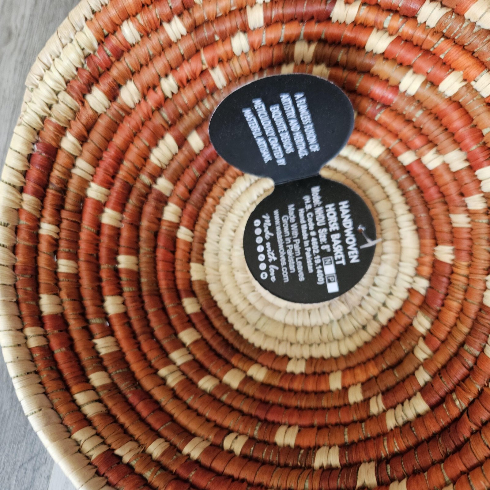 Handwoven Rust & Natural Basket 8 Inch | Boho Woven Wall Decor | African Inspired Decorative Bowl | Terracotta Catchall Basket - Image 6