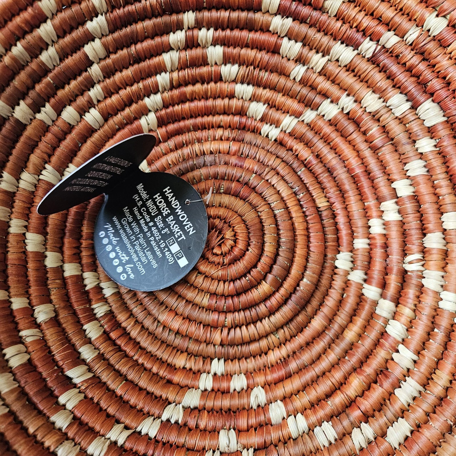 Handwoven Rust & Natural Basket 8 Inch | Boho Woven Wall Decor | African Inspired Decorative Bowl | Terracotta Catchall Basket - Image 6