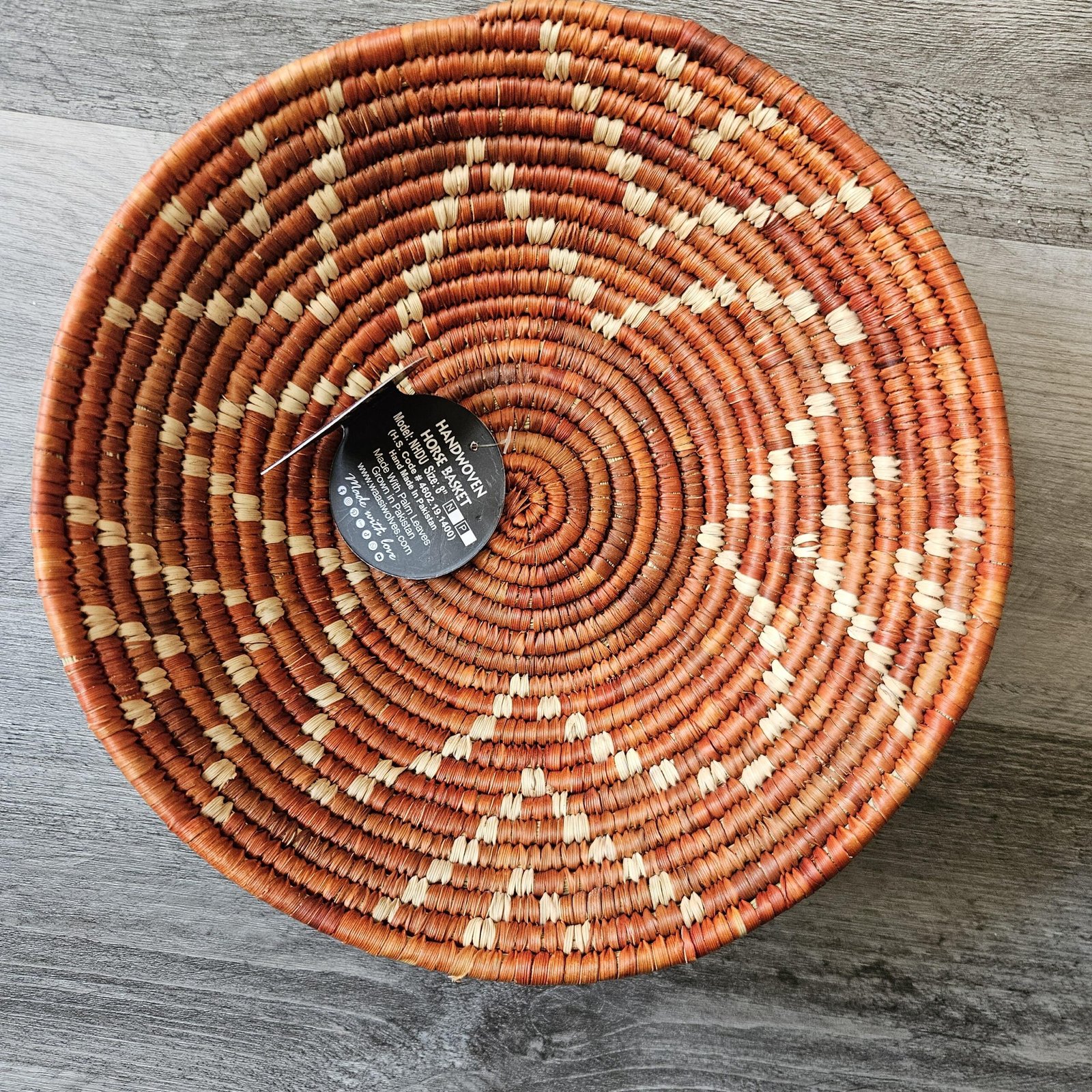 Handwoven Rust & Natural Basket 8 Inch | Boho Woven Wall Decor | African Inspired Decorative Bowl | Terracotta Catchall Basket - Image 7