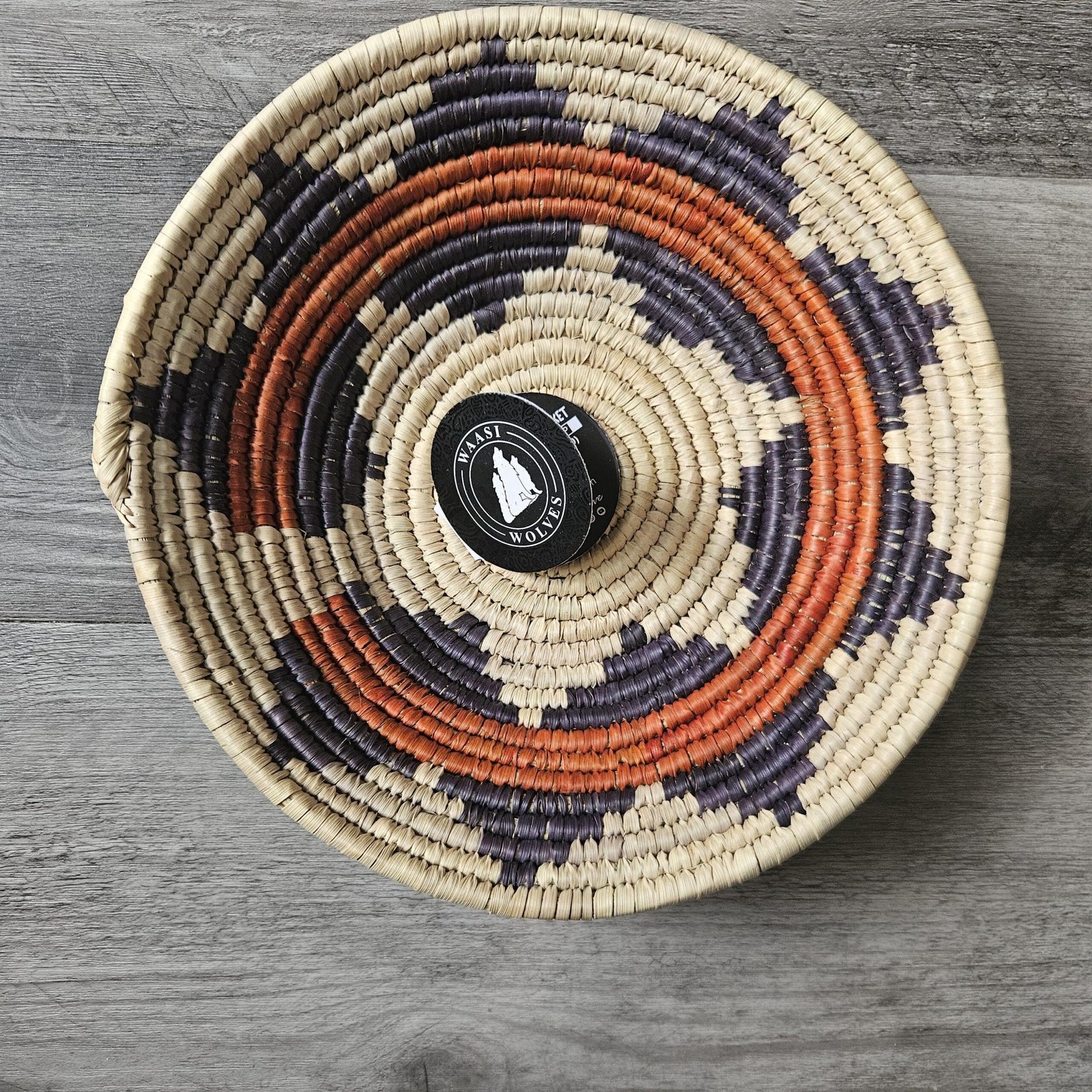 8 Inch Handwoven Wall Basket, Terracotta Rust green & Natural Cream Boho Wall Decor, Woven Basket Wall Art, Earthy Eclectic Home Decor - Image 3