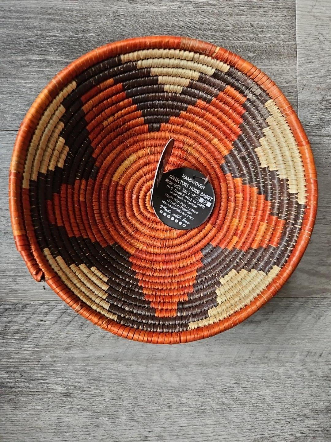 Terracotta Ember 8" Handwoven Wall Basket, Brown Cream Rust Pattern, Woven Wall Decor, Boho Home Decor, Fair Trade Gift - Image 2