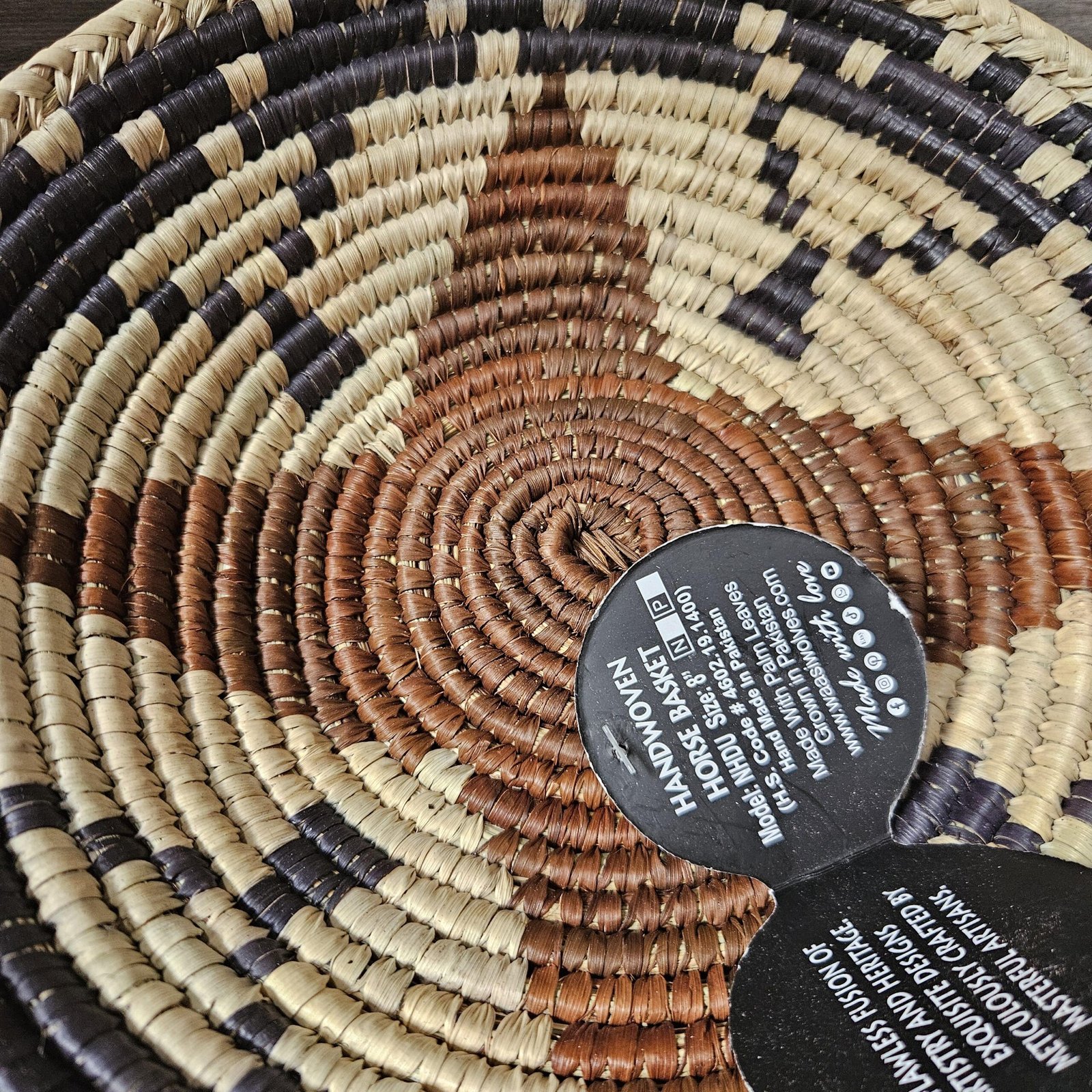 8 Inch Handwoven Wall Basket, Terracotta Rust green & Natural Cream Boho Wall Decor, Woven Basket Wall Art, Earthy Eclectic Home Decor - Image 5