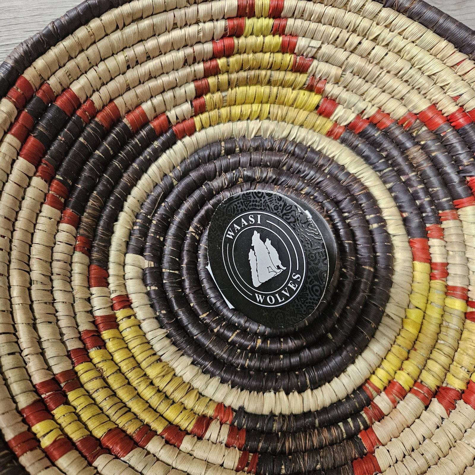 Saffron Diamond 8" Handwoven Wall Basket, Brown Red Yellow Diamond Pattern, Woven Wall Decor, Boho Home Decor, Fair Trade Gift - Image 5