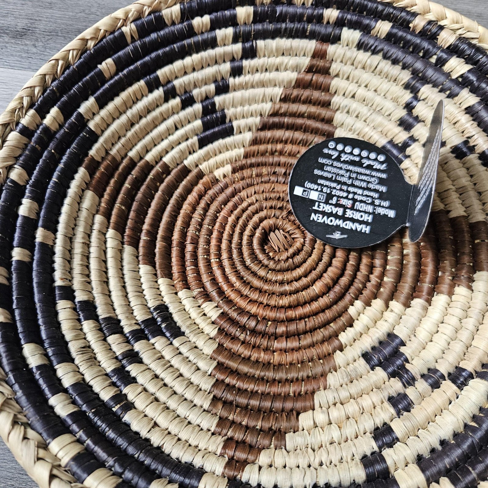 Rustic Ember 8" Handwoven Wall Basket, Rust Brown Black Pattern, Woven Wall Decor, Boho Home Decor, Fair Trade Gift - Image 4