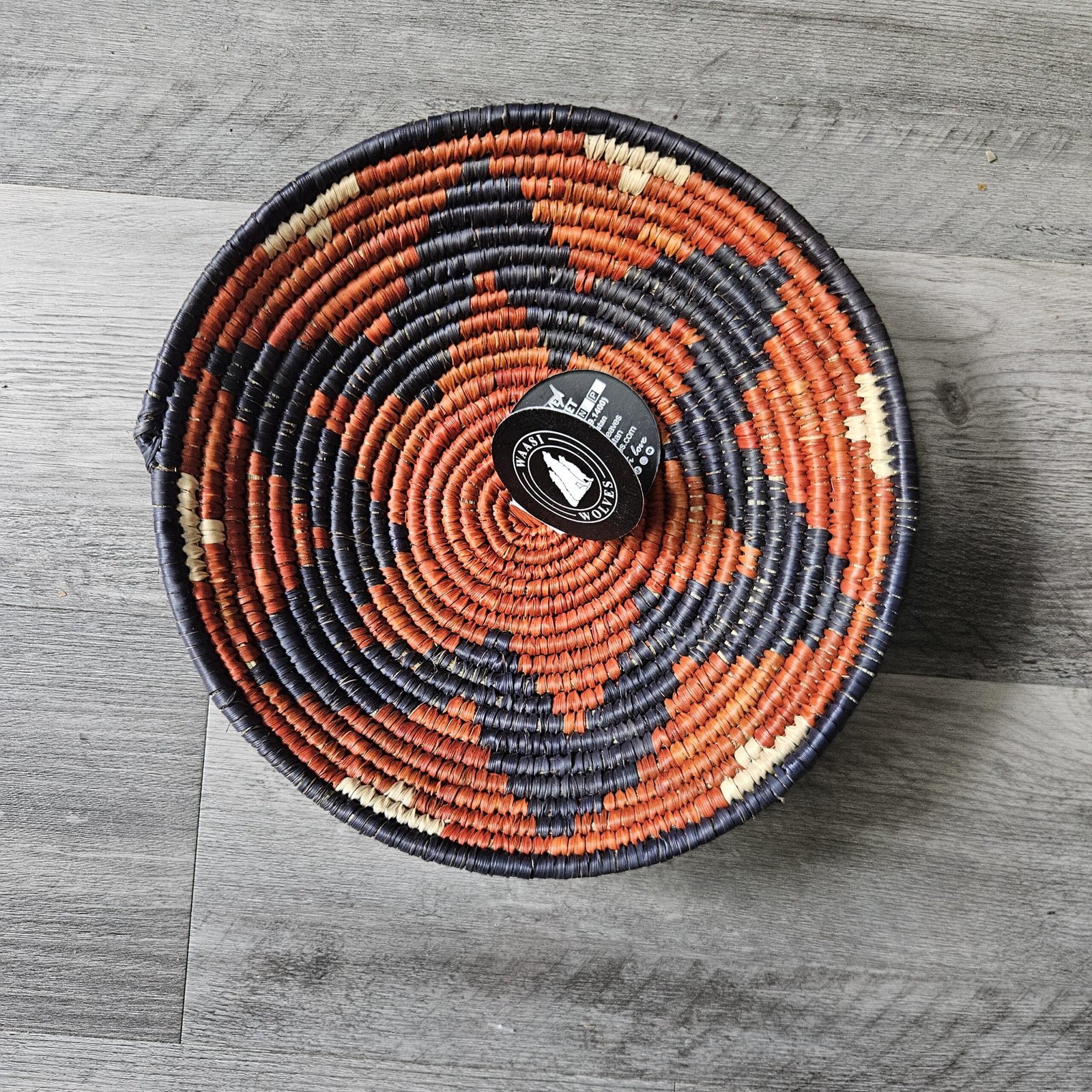 Terracotta Ember 8" Handwoven Wall Basket, Brown Cream Rust Pattern, Woven Wall Decor, Boho Home Decor, Fair Trade Gift - Image 2