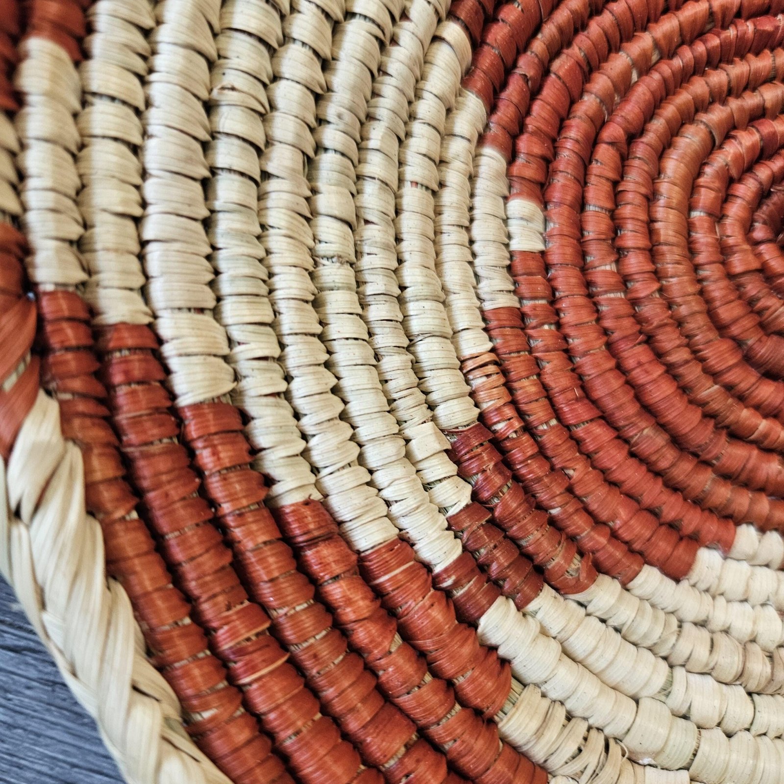 Handwoven Wall Basket 8 Inch | Terracotta Red & Natural Woven Basket | Boho African Inspired Wall Decor | Rustic Woven Wall Hanging - Image 4