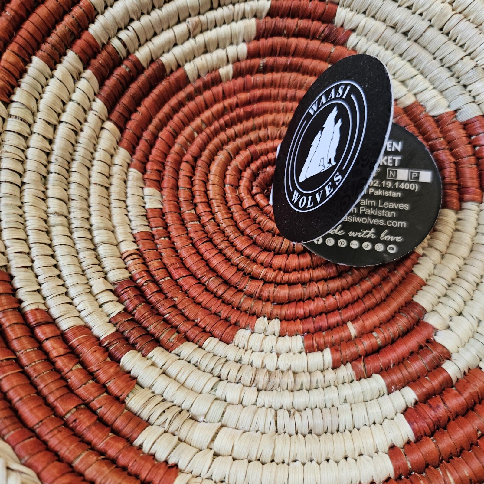 Handwoven Wall Basket 8 Inch | Terracotta Red & Natural Woven Basket | Boho African Inspired Wall Decor | Rustic Woven Wall Hanging - Image 6