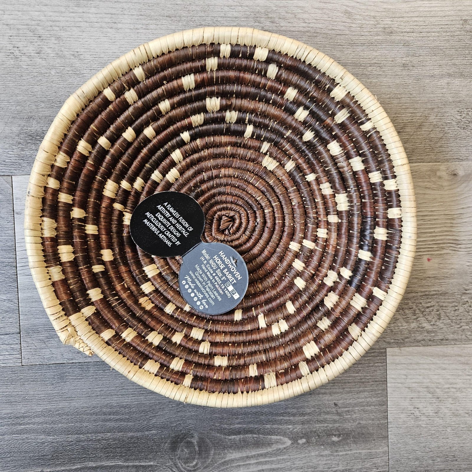 Handwoven 8 Inch Woven Basket | Brown & Natural Boho Wall Decor | African Inspired Basket | Decorative Fruit Bowl Catchall - Image 6
