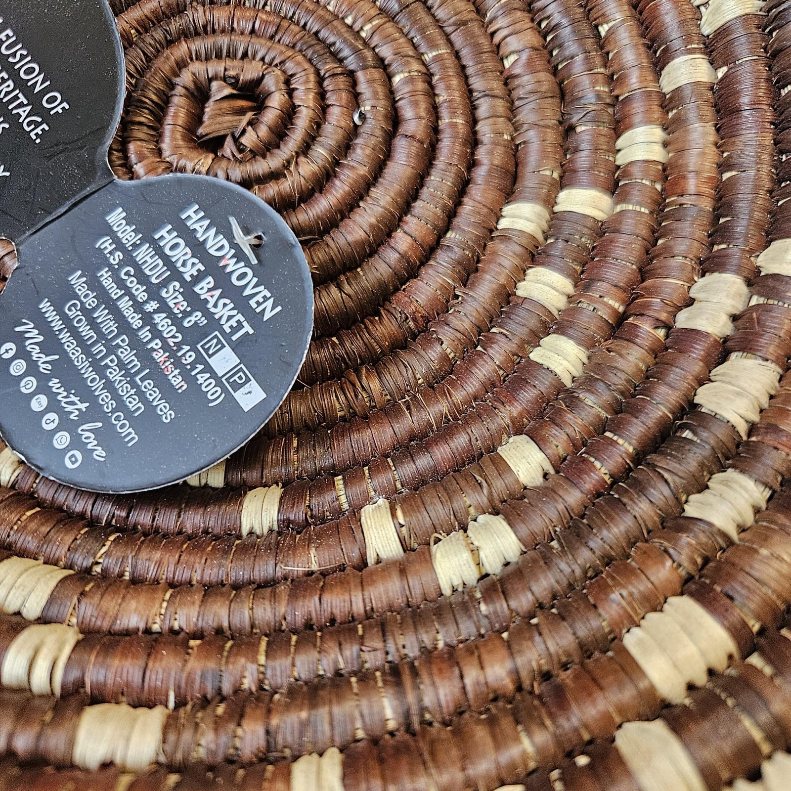 Handwoven 8 Inch Woven Basket | Brown & Natural Boho Wall Decor | African Inspired Basket | Decorative Fruit Bowl Catchall - Image 4