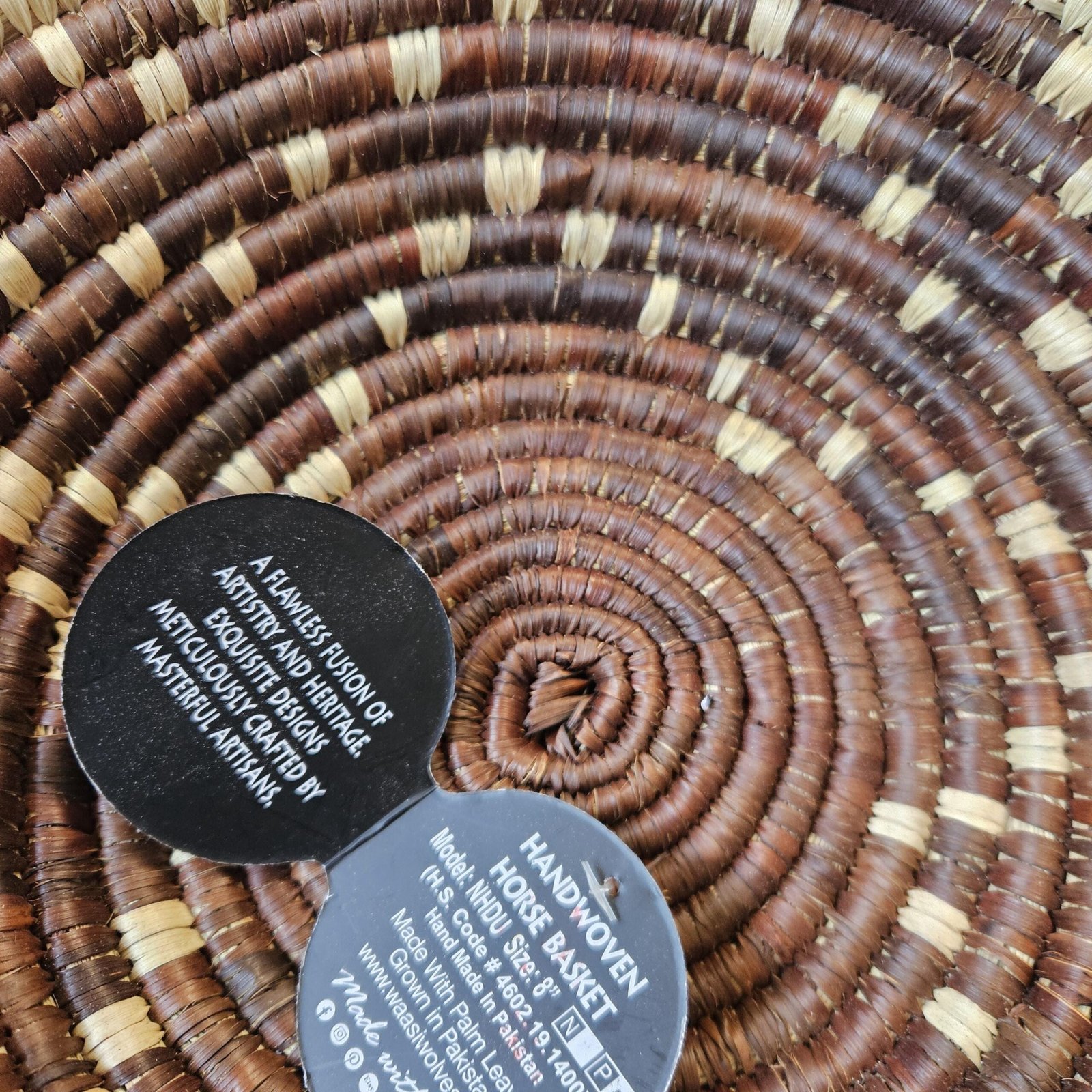 Handwoven 8 Inch Woven Basket | Brown & Natural Boho Wall Decor | African Inspired Basket | Decorative Fruit Bowl Catchall - Image 5