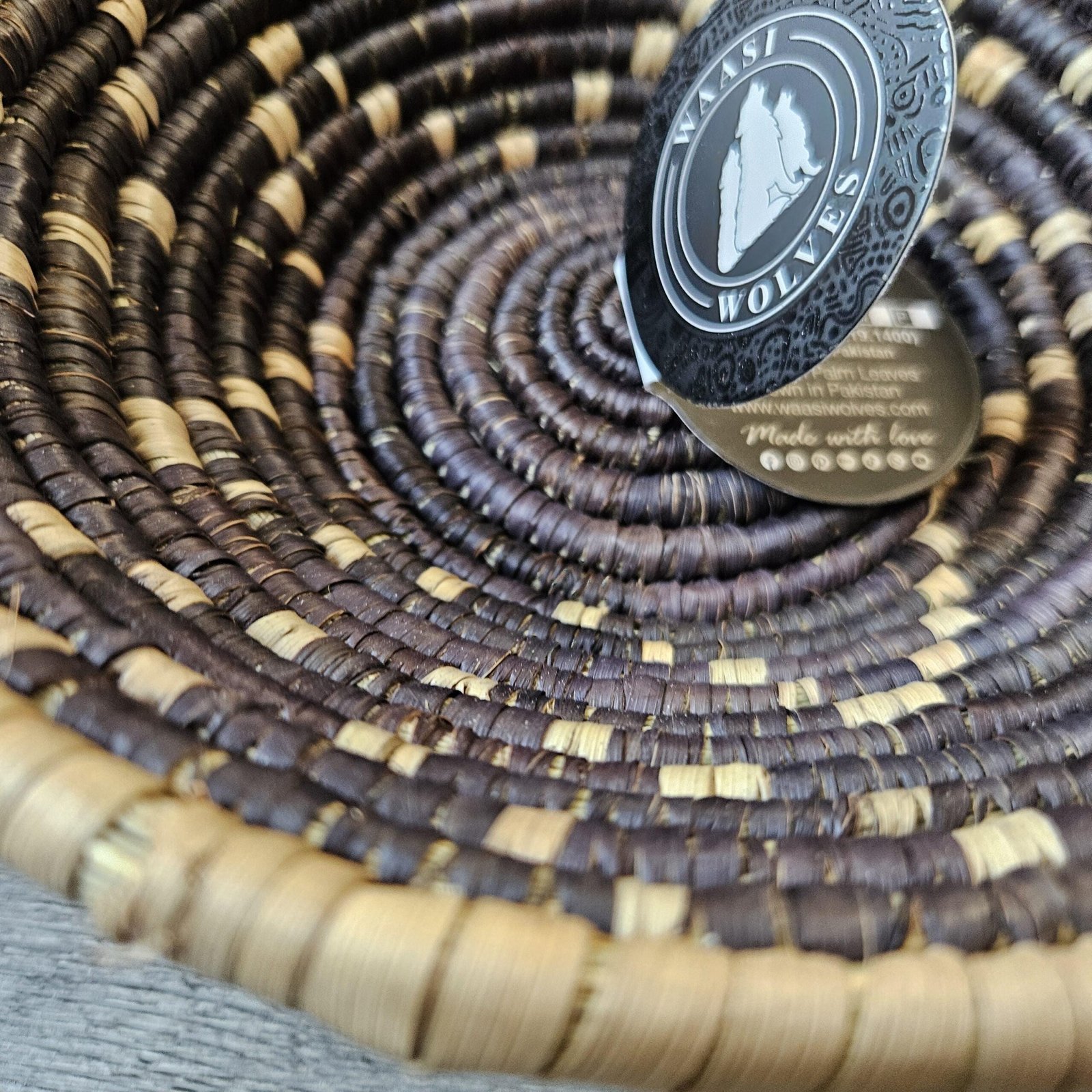 Handwoven 8 Inch Woven Basket | Dark Brown & Natural Boho Wall Decor | Small Decorative Bowl | African Inspired Basket - Image 4