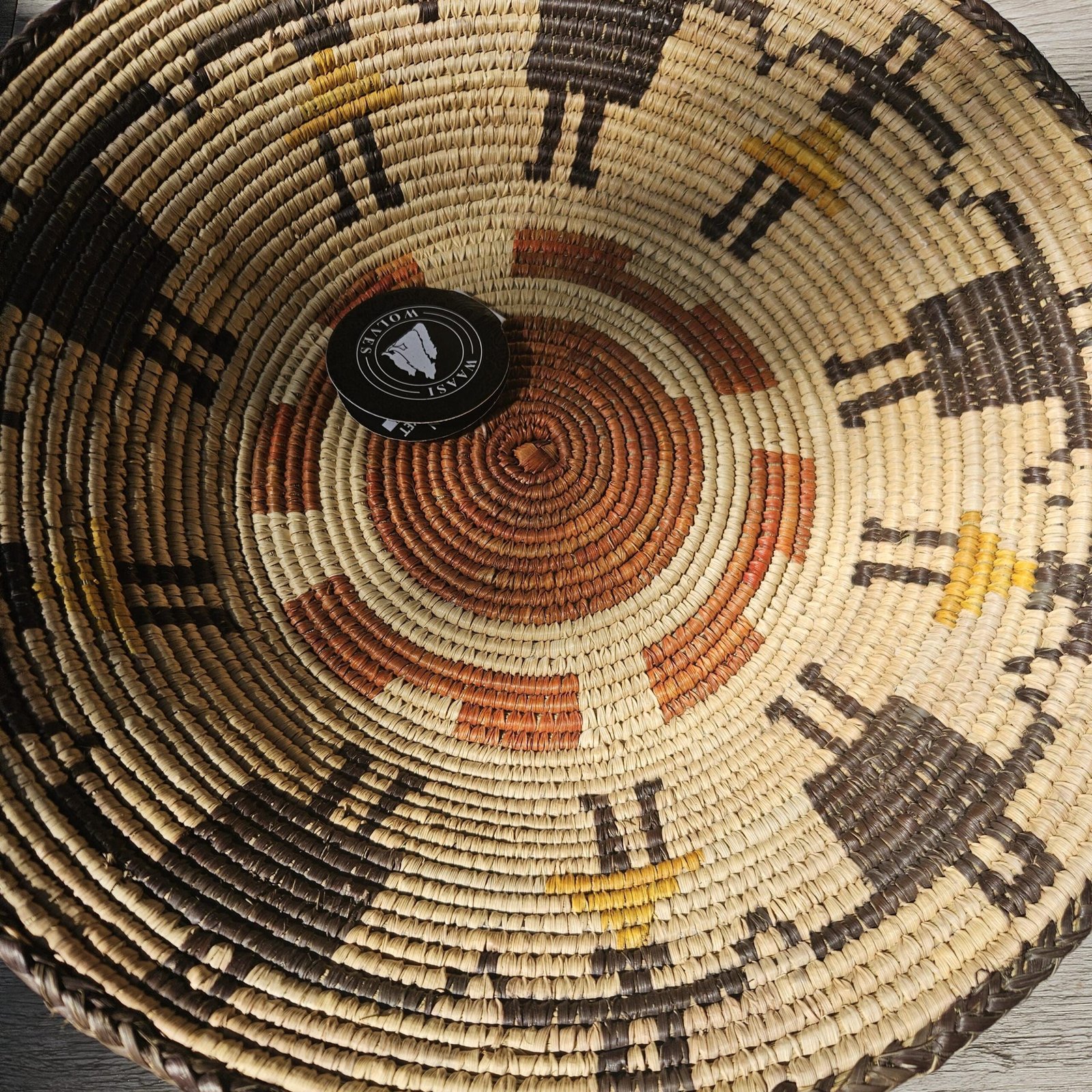 Handwoven 14 Inch Wall Basket | Rust Brown & Natural Woven Basket | Geometric Boho Wall Decor | African Inspired Basket Wall Art - Image 6