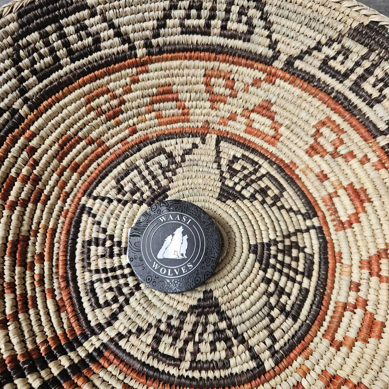 14" Handwoven Wall Basket, Terracotta Maze Rust & Brown Concentric Pattern | Boho Wall Decor, Fair Trade Gift - Image 4