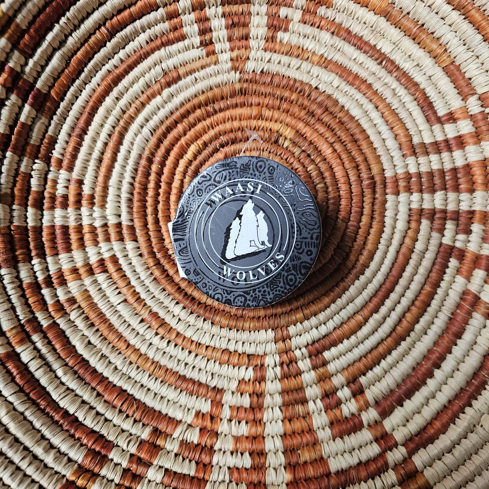 14" Handwoven Wall Basket, Rust Labyrinth Terracotta & Natural Geometric Pattern | Boho Wall Decor, Fair Trade Gift - Image 6