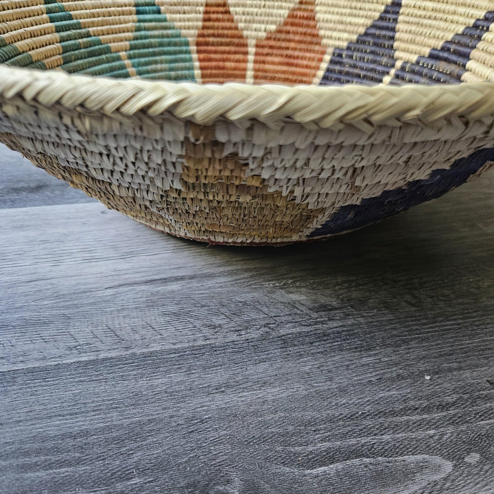 17" wide Handwoven Wall Bowl Basket, 6 inches deep Rainbow Sunburst Multicolor Radial Pattern | Boho Wall Decor, Fair Trade Gift - Image 6
