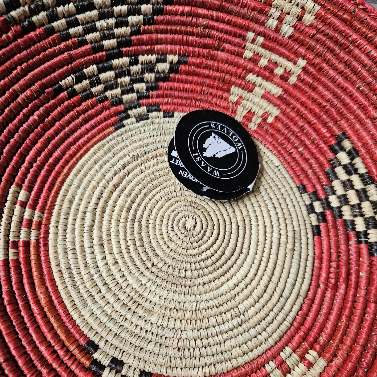 14 Inch Red Woven Wall Basket | Handwoven African Basket | Boho Southwestern Wall Decor | Tribal Wall Hanging | Rustic Home Decor - Image 5
