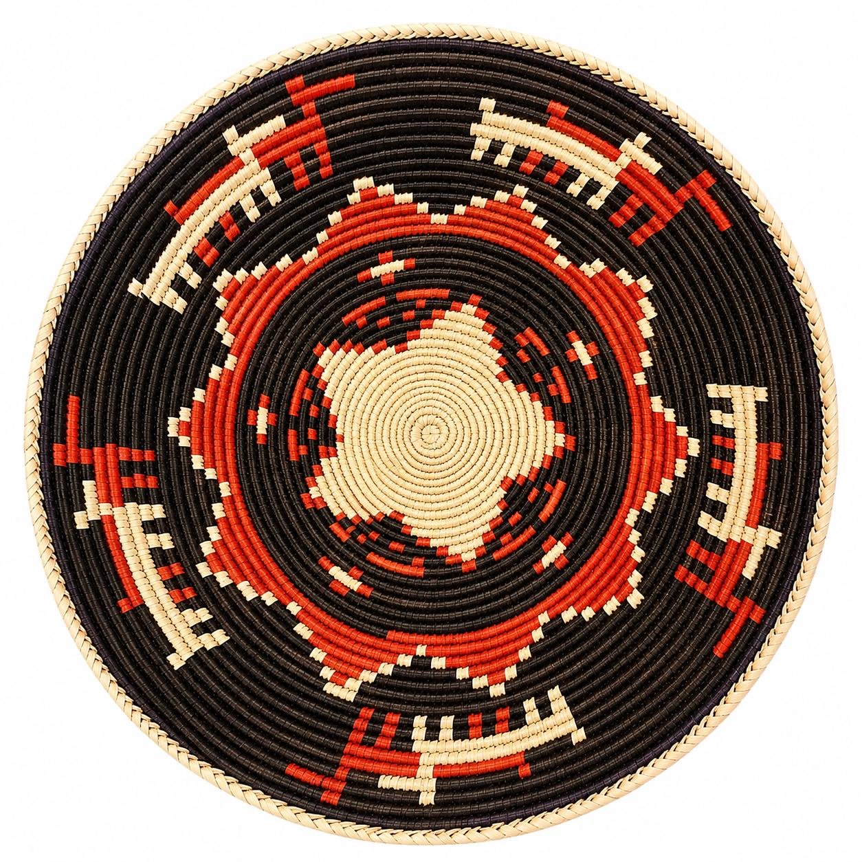 Handwoven African Wall Basket 14 Inch | Terracotta Black & Natural Woven Basket | Boho Tribal Wall Decor | Southwestern Wall Hanging - Image 3